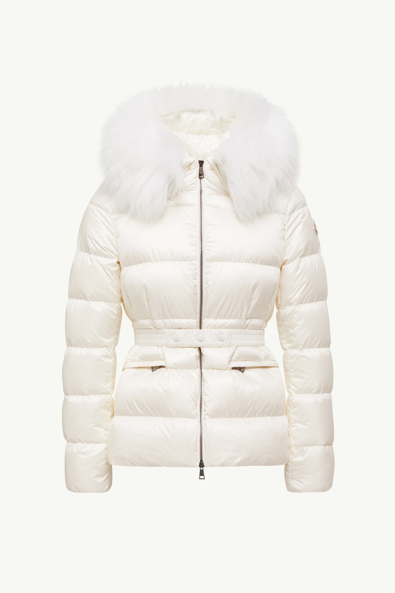 Piumino corto Boed con cappuccio e orlo in shearling Donna Bianco Moncler 2