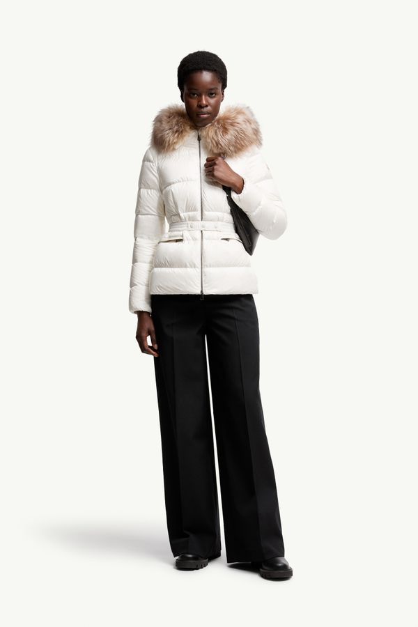 Boed連帽羔羊毛飾邊短身羽絨外套 女士 白色 和 米色 Moncler 0