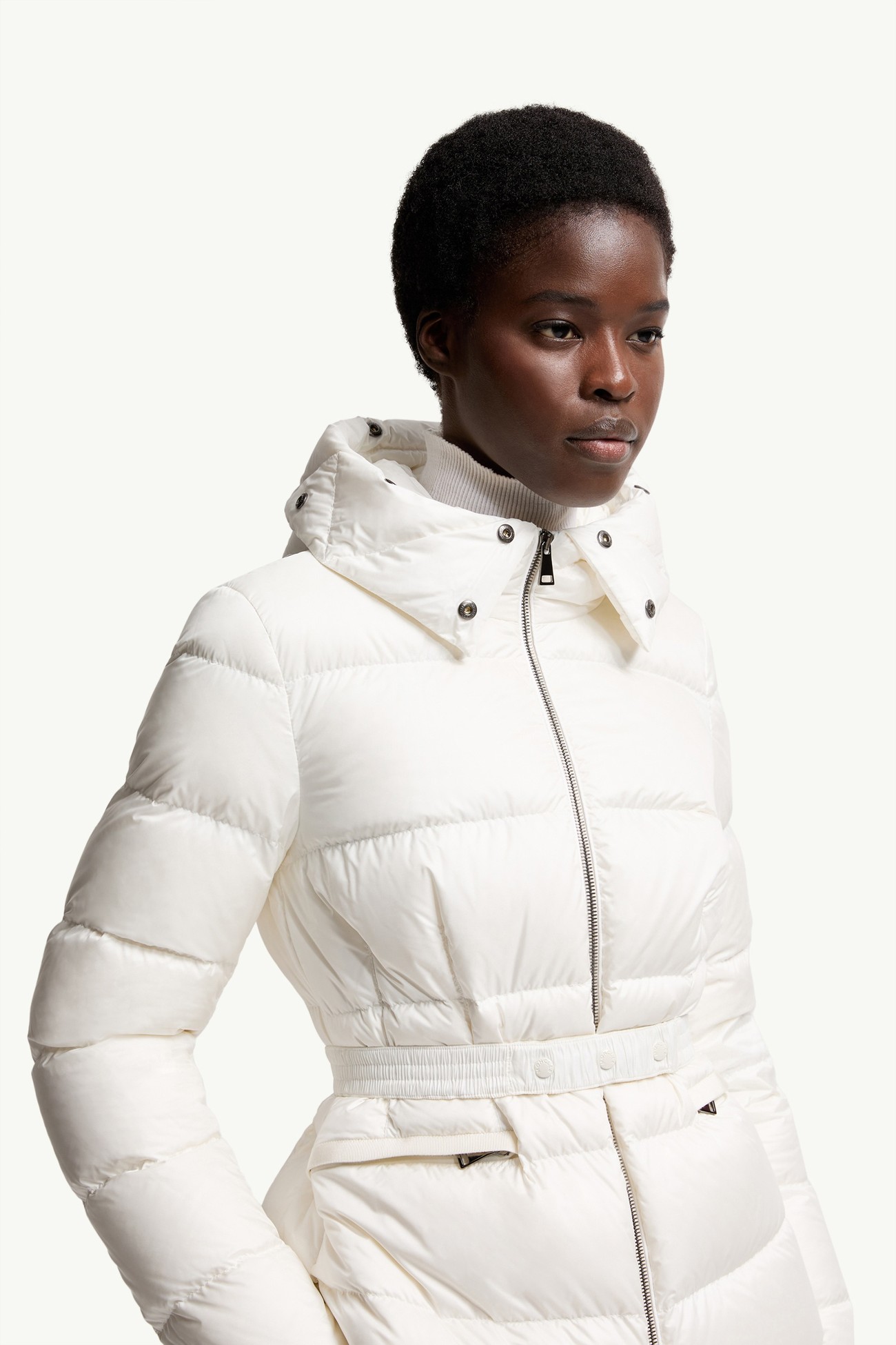 Boed Hooded Shearling-Trimmed Short Down Jacket Women White & Beige Moncler 1