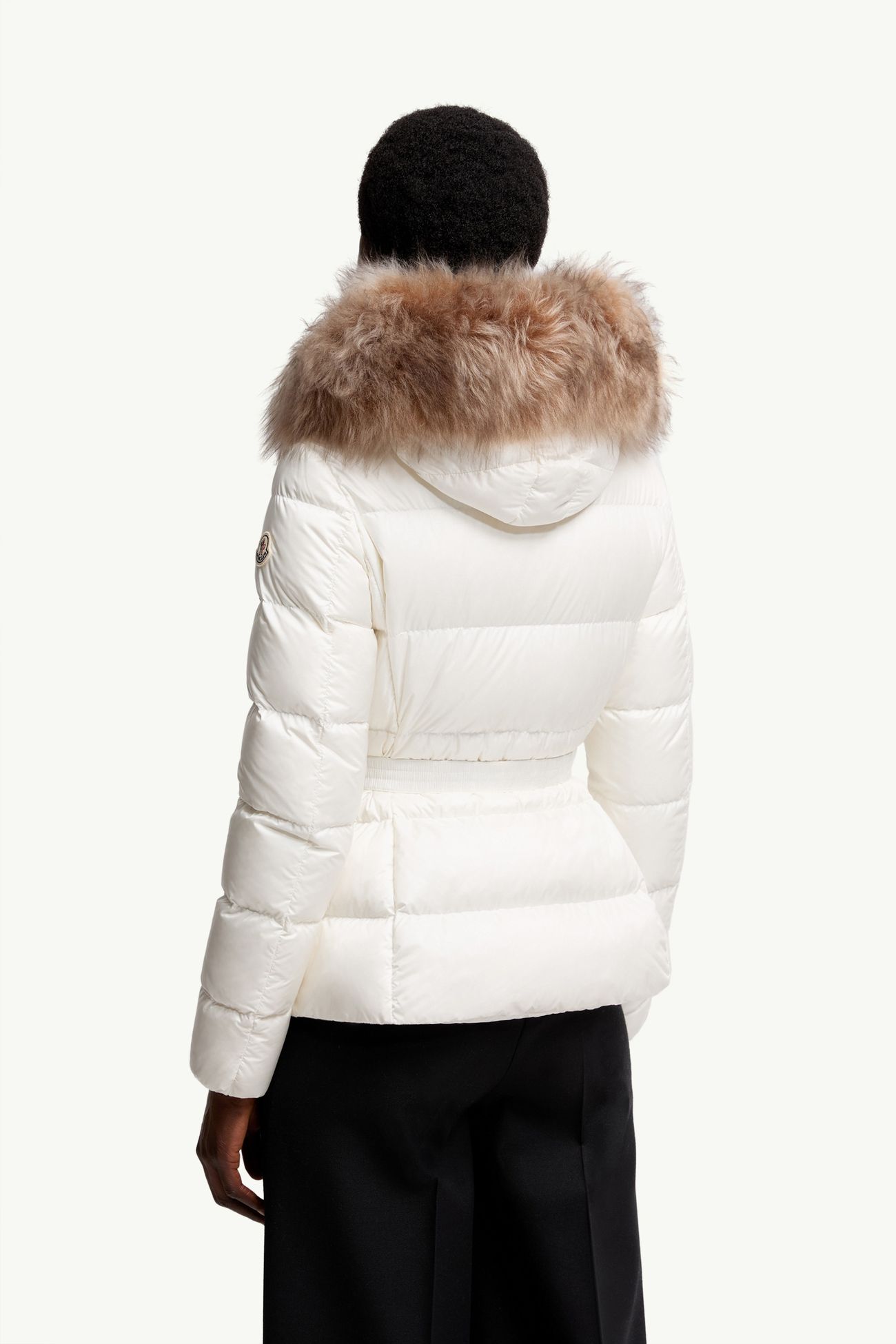 Boed連帽羔羊毛飾邊短身羽絨外套 女士 白色 和 米色 Moncler 4