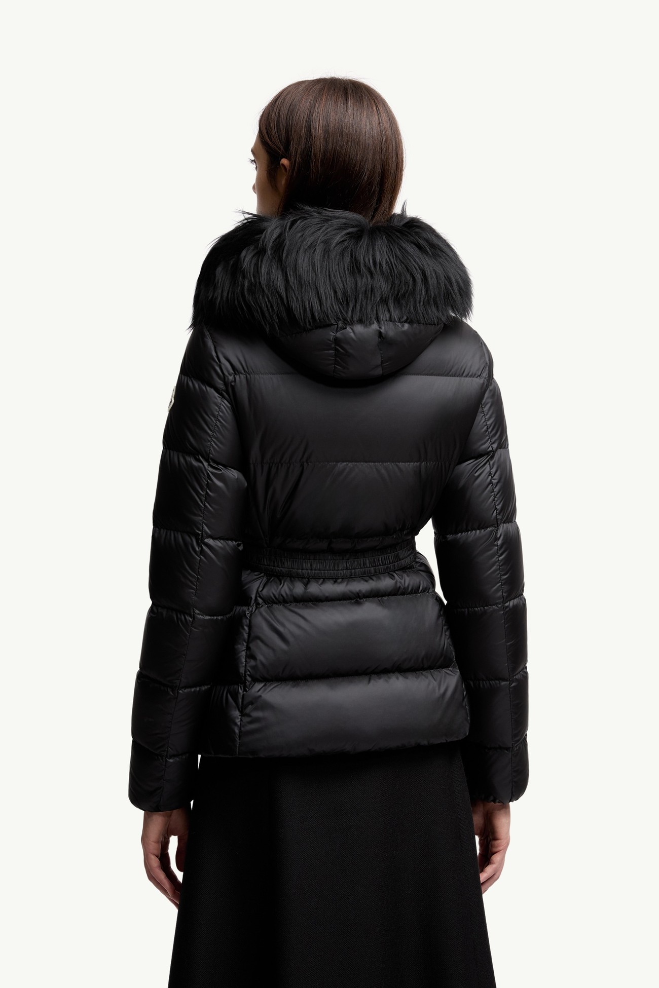 Piumino corto Boed con cappuccio e orlo in shearling Donna Nero Moncler 4