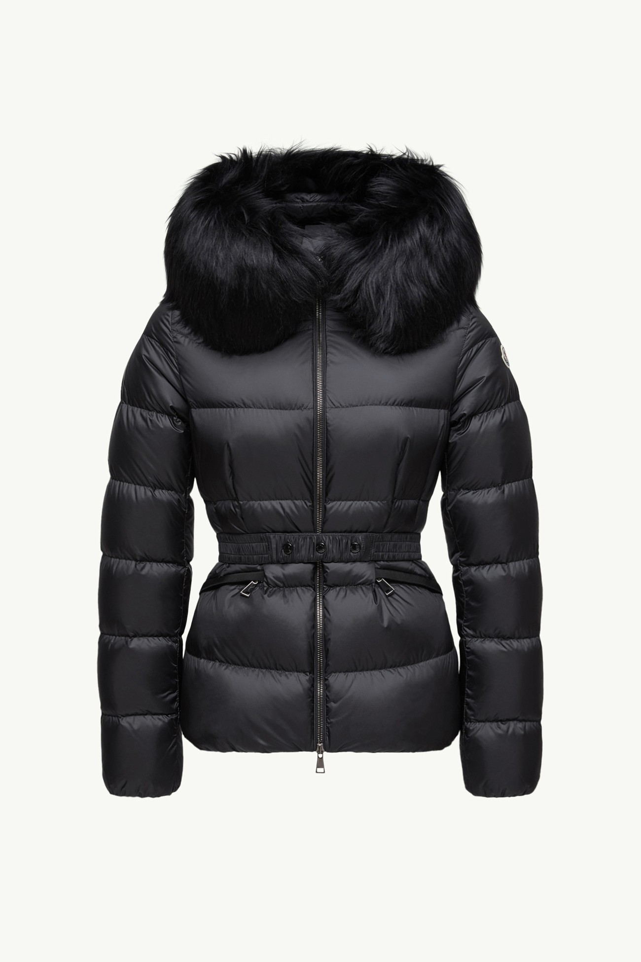 Piumino corto Boed con cappuccio e orlo in shearling Donna Nero Moncler 2
