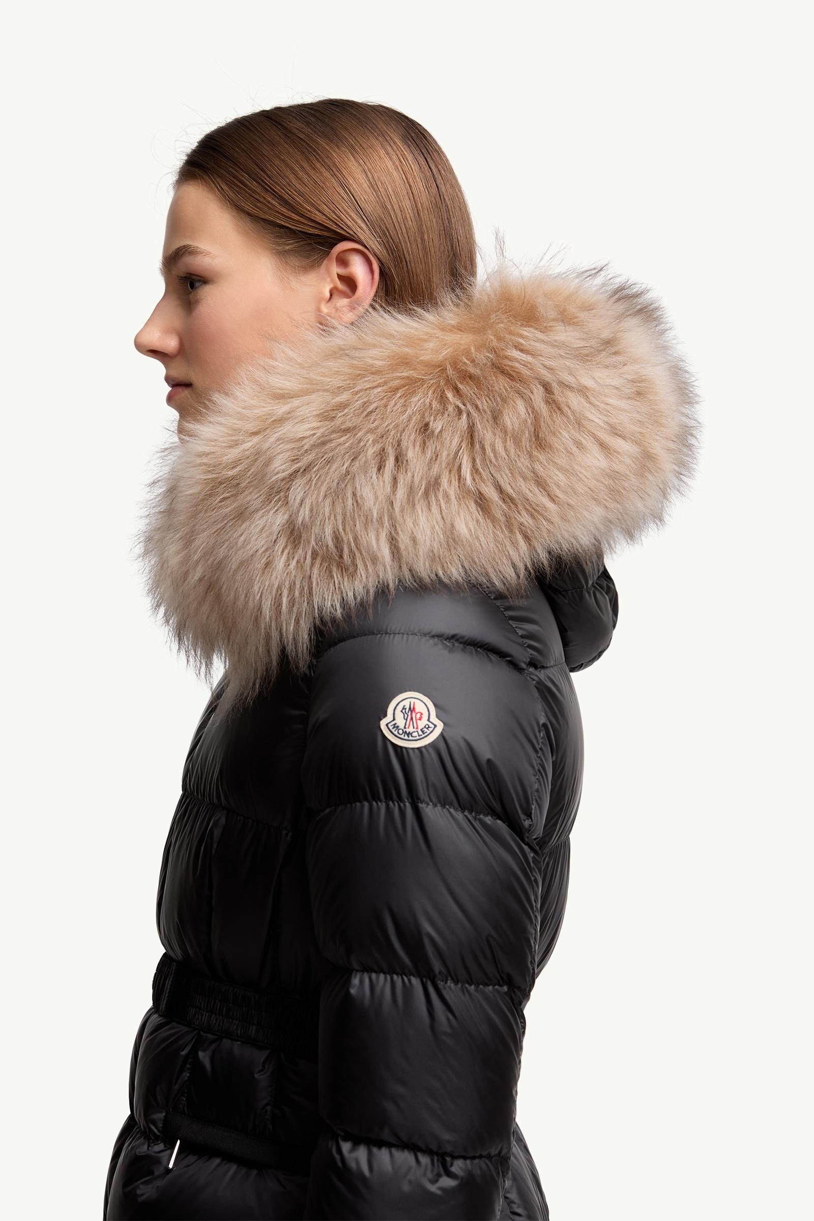 Black & Beige Boed Hooded Shearling-Trimmed Short Down Jacket