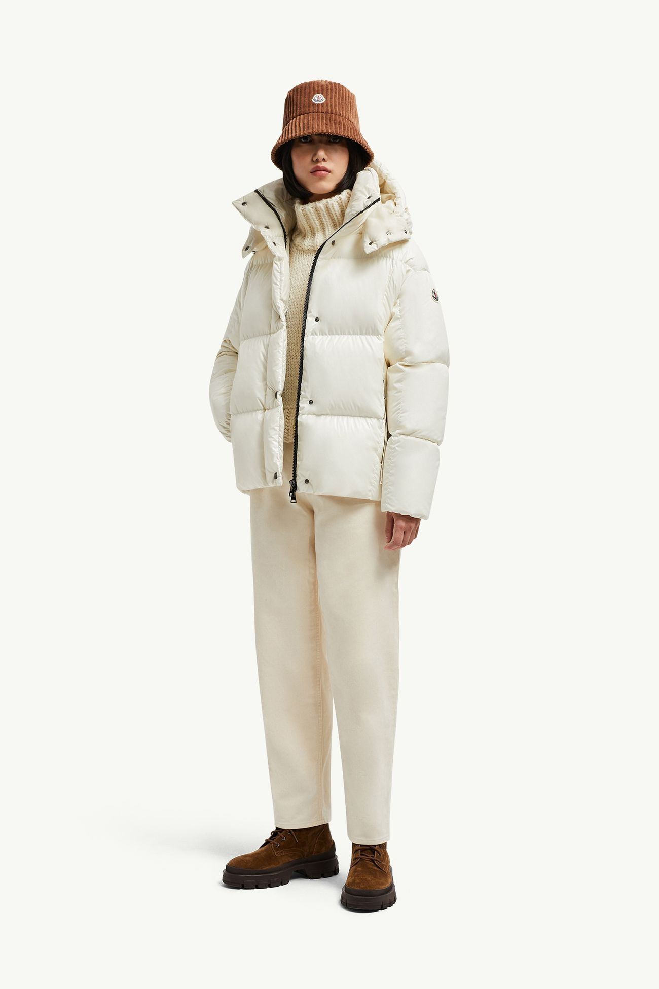Piumino corto Parana con cappuccio Donna Bianco Moncler 0