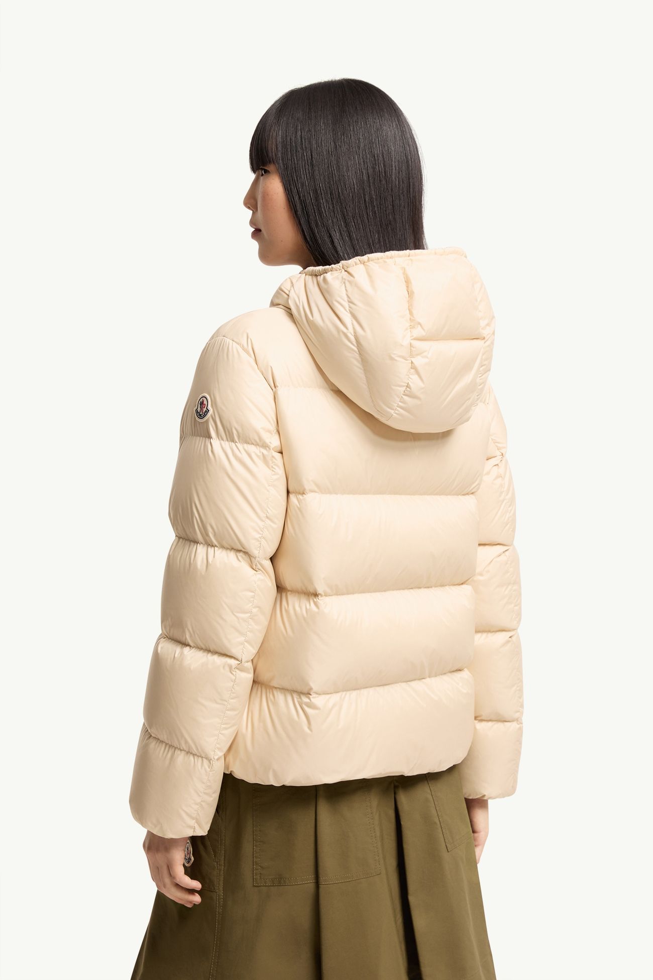 Feligule Hooded Short Down Jacket Women Light Beige Moncler 4