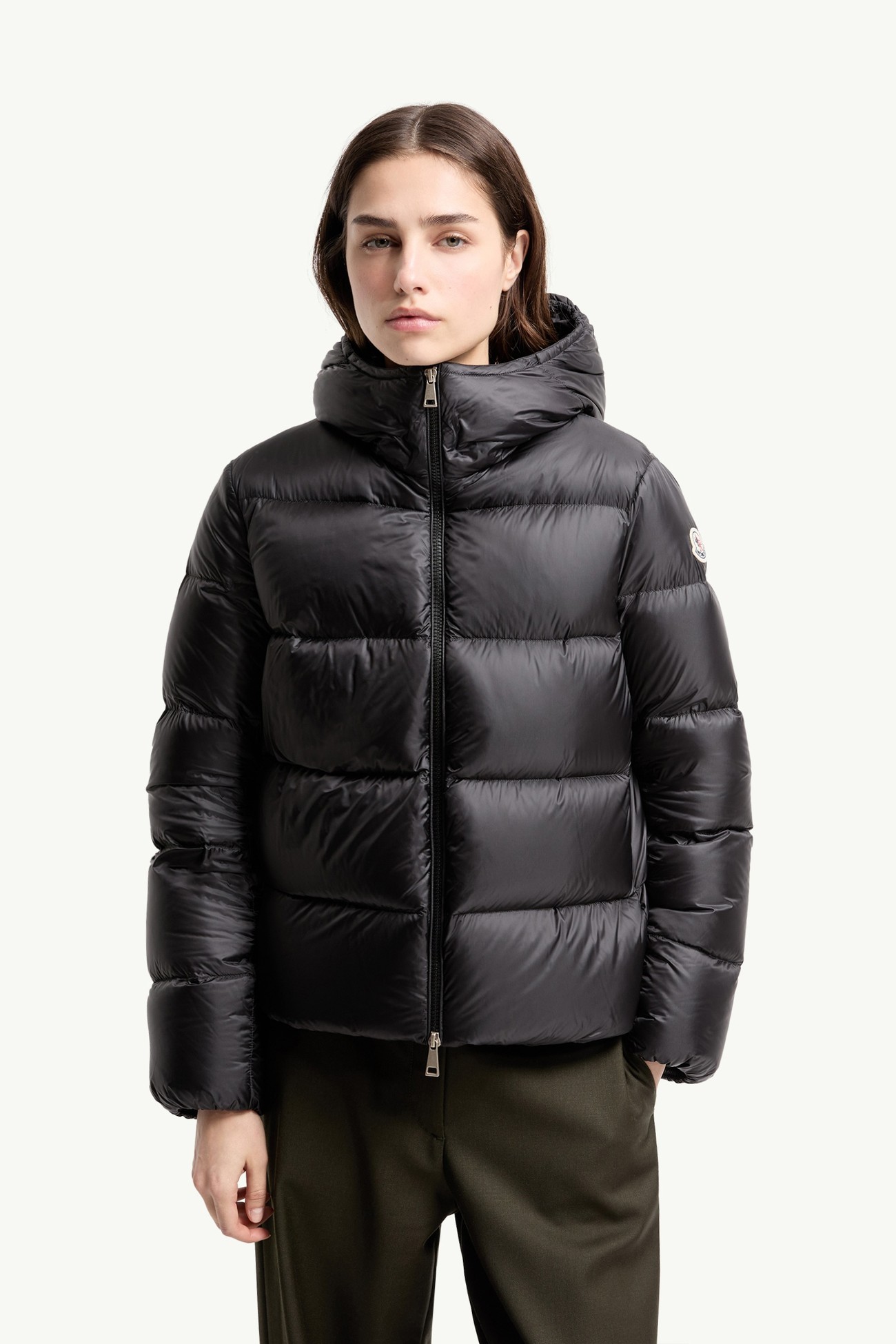 Feligule Hooded Short Down Jacket Women Black Moncler 3