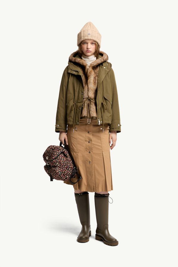 Parka imbottito 3 in 1 Effraie con cappuccio e finiture in shearling Donna Verde Oliva Moncler 0