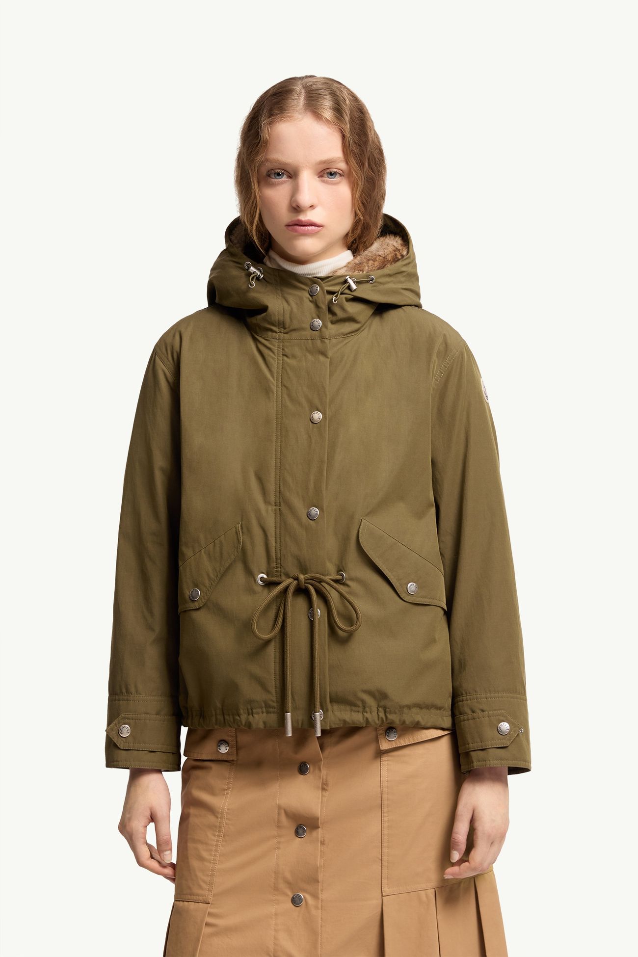 Parka matelassée à capuche et bordure en shearling 3-en-1 Effraie Femmes Vert Olive Moncler 3
