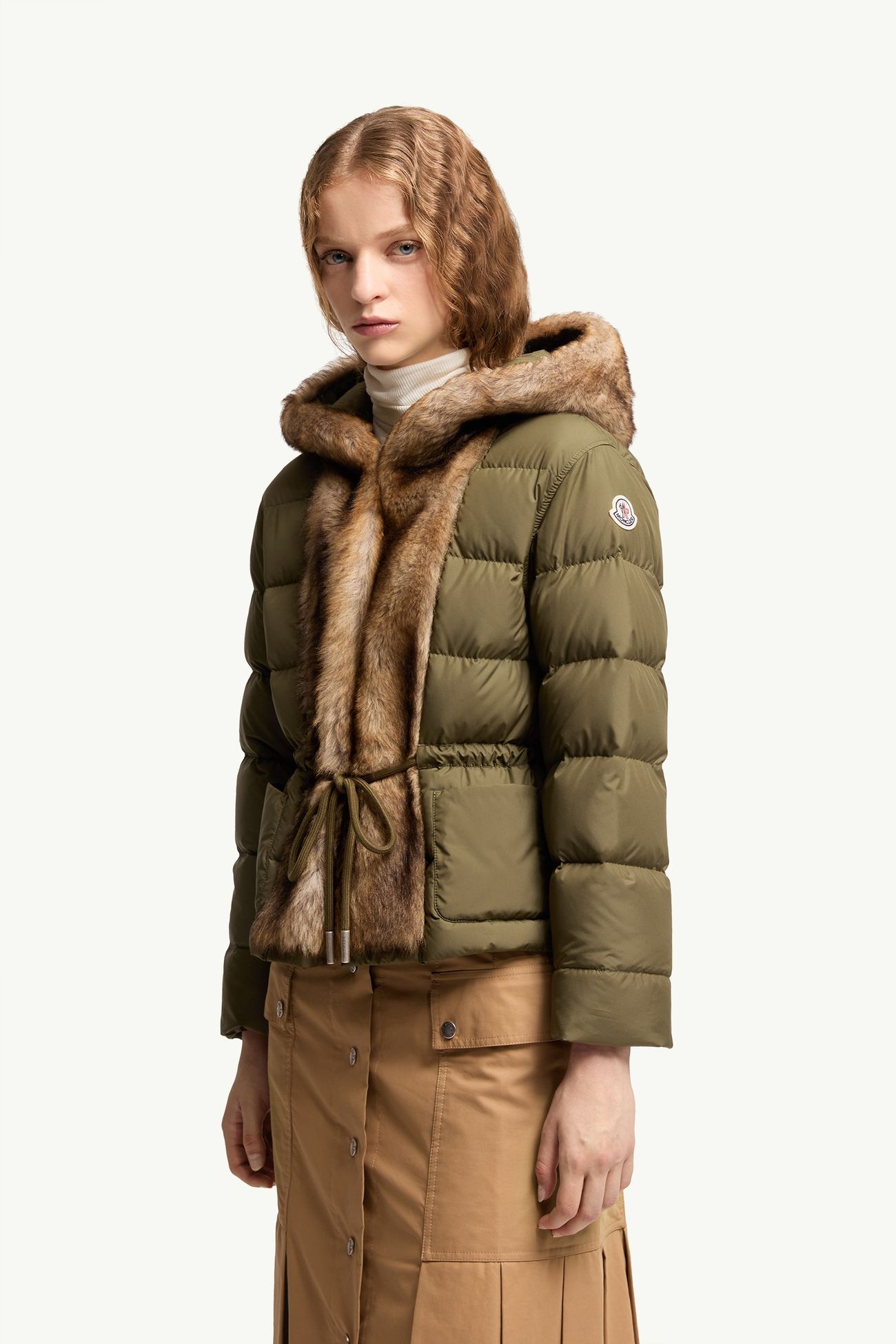 Effraie 3-in-1 후드 시어링 트리밍 다운 파카 여성 올리브 그린 Moncler 5