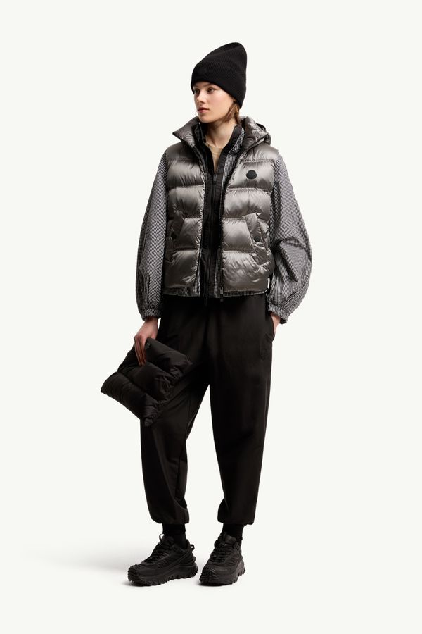 Fluidite Hooded Down Vest Women Silver Moncler 0