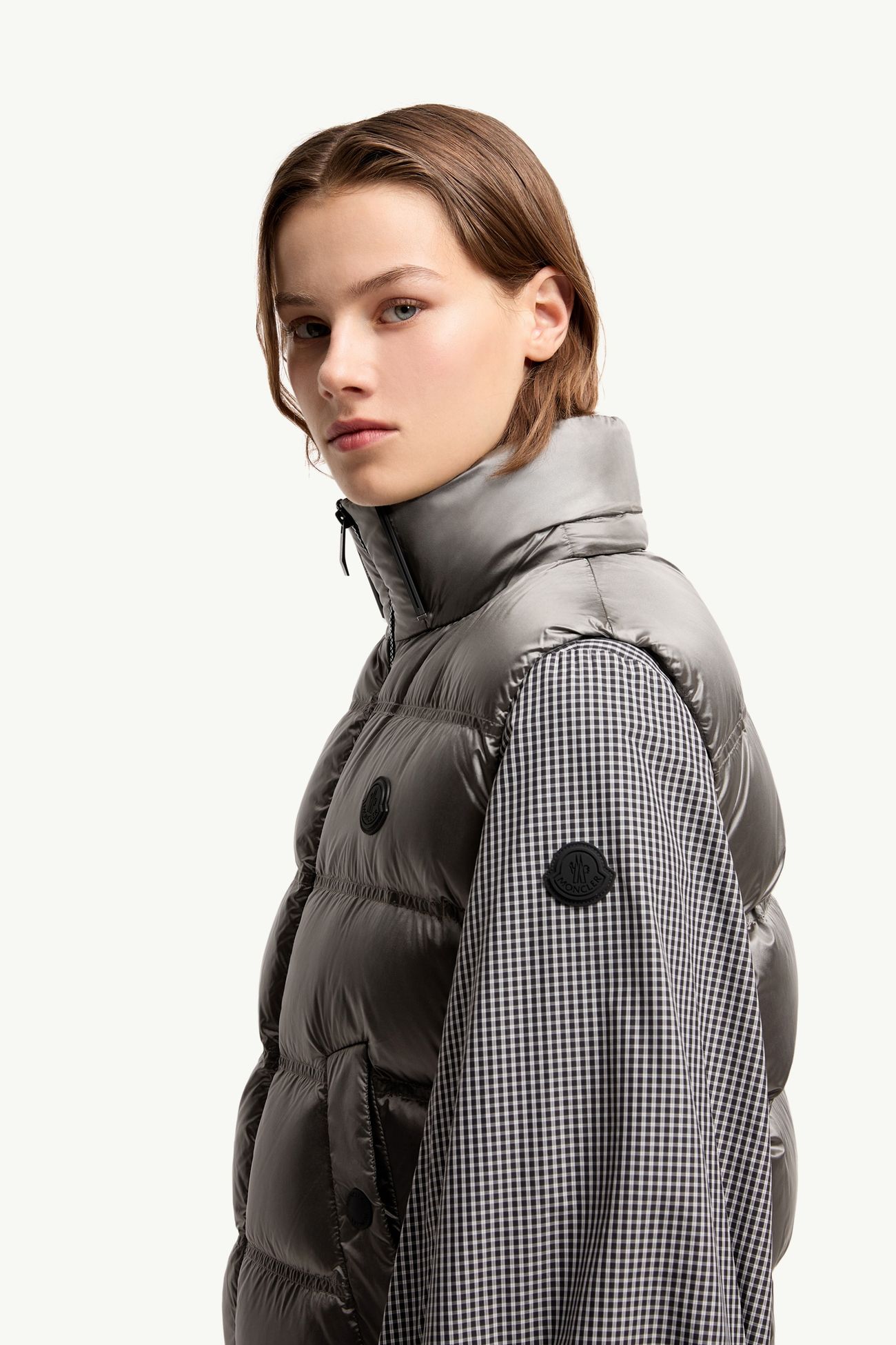 Fluidite Hooded Down Gilet Women Silver Moncler 1