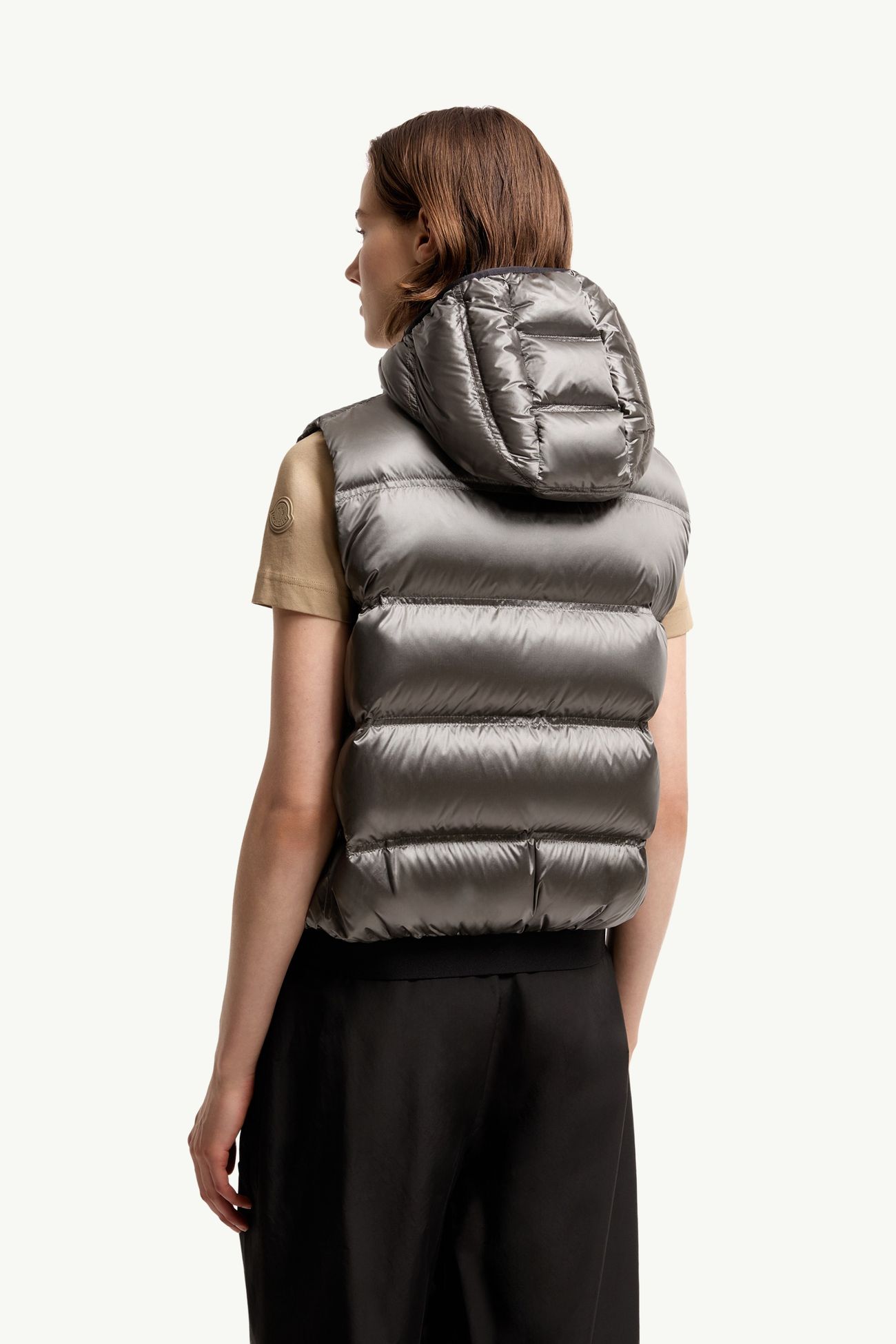 Gilet imbottito in piuma Fluidite con cappuccio Donna Argento Moncler 4