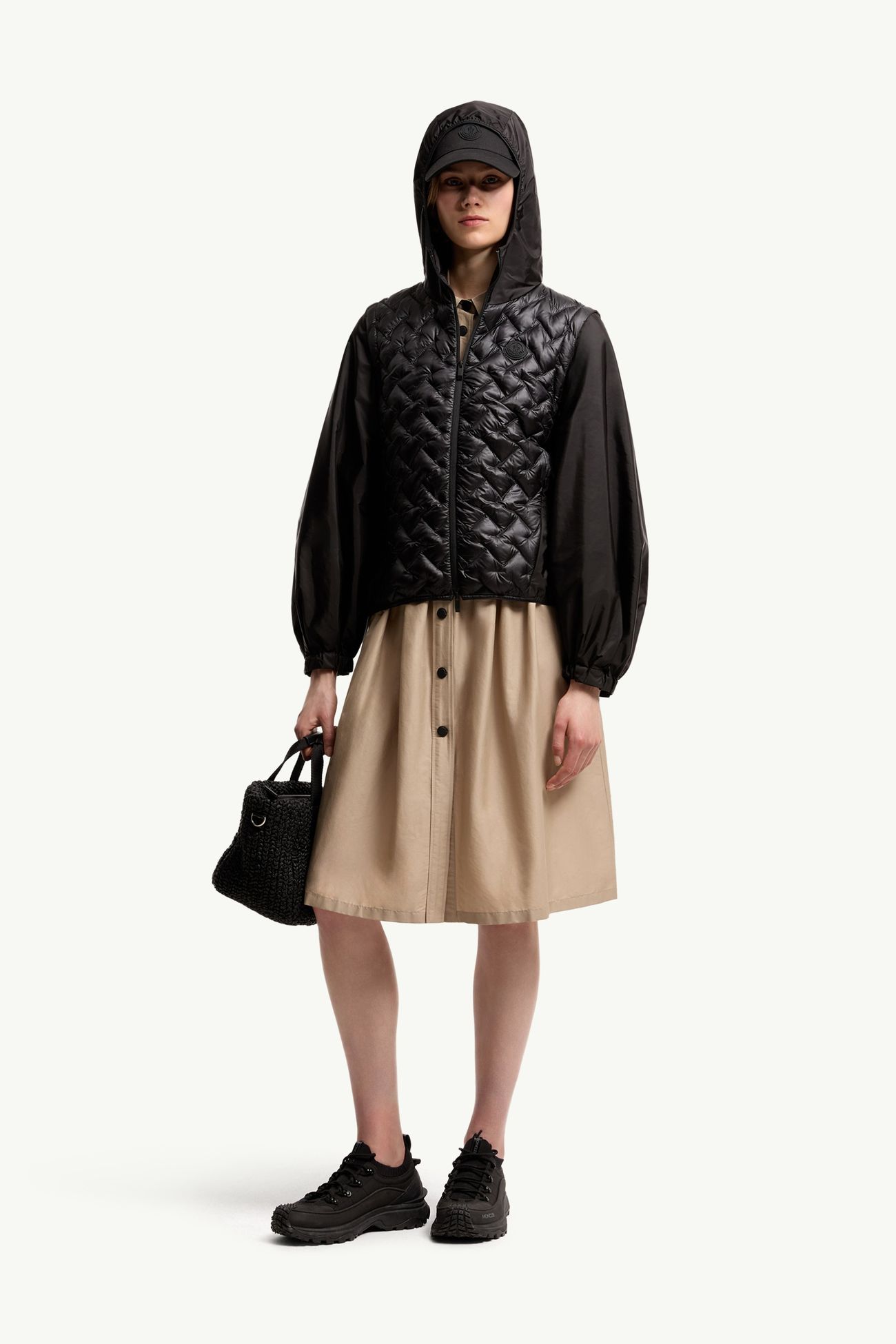 Mirage kurze, verstaubare 2-in-1 Daunenjacke Damen Schwarz Moncler 0