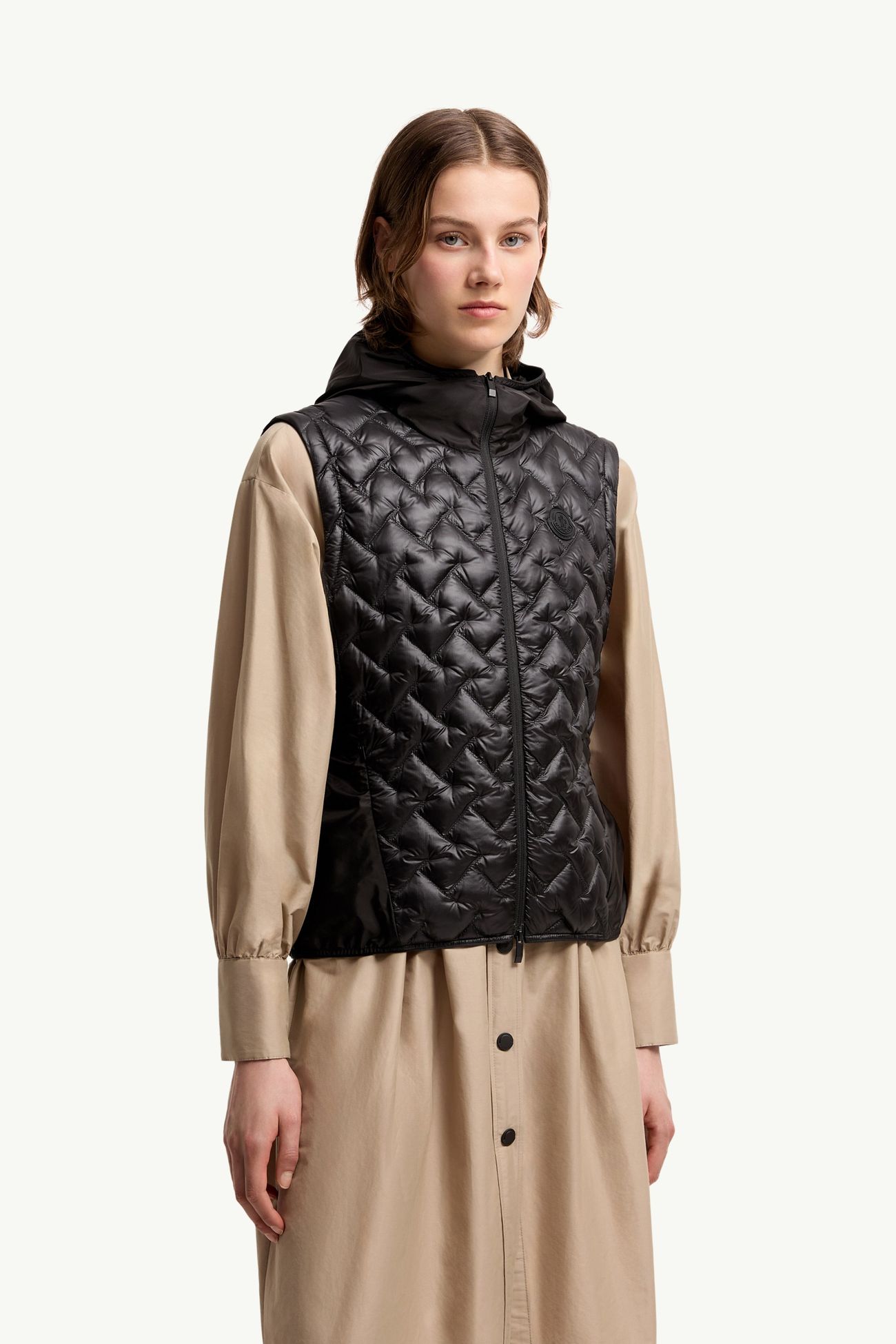 Mirage kurze, verstaubare 2-in-1 Daunenjacke Damen Schwarz Moncler 5