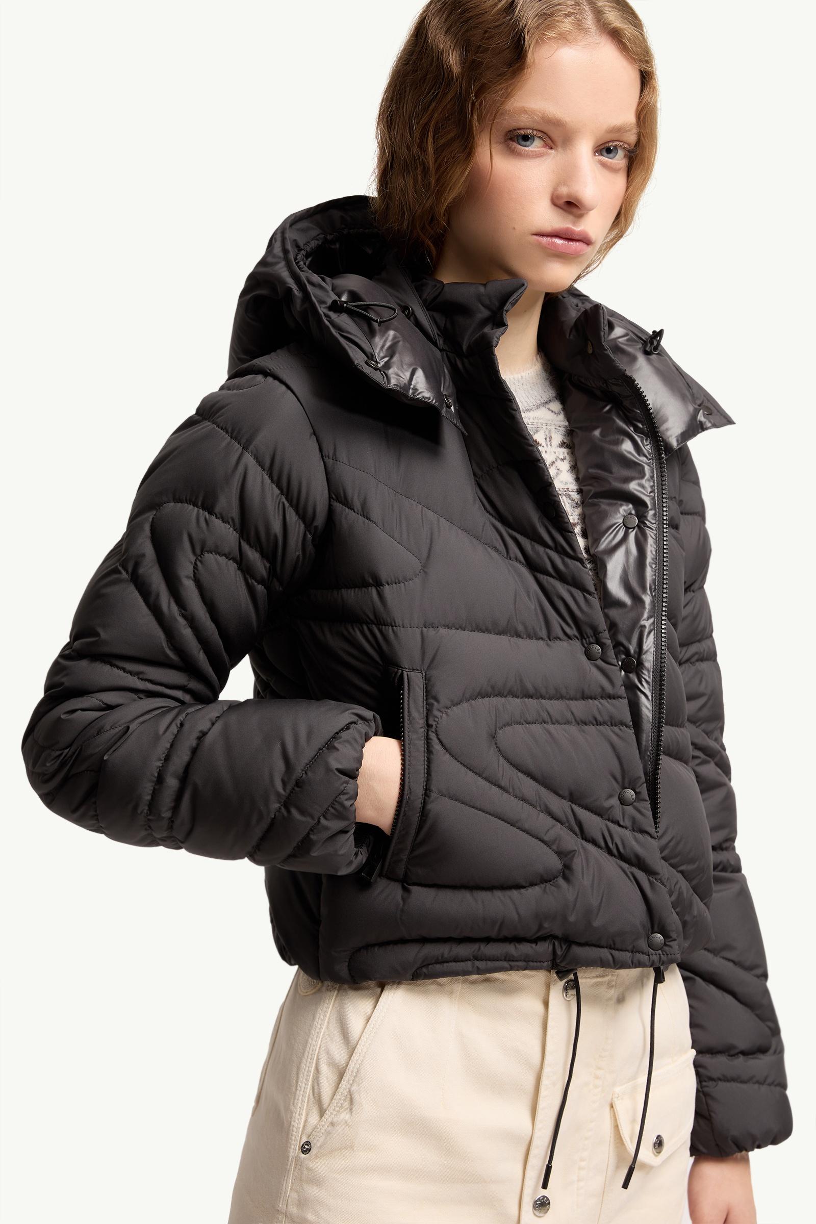 Black Leona 2-in-1 Hooded Short Down Jacket - Short Down Jackets