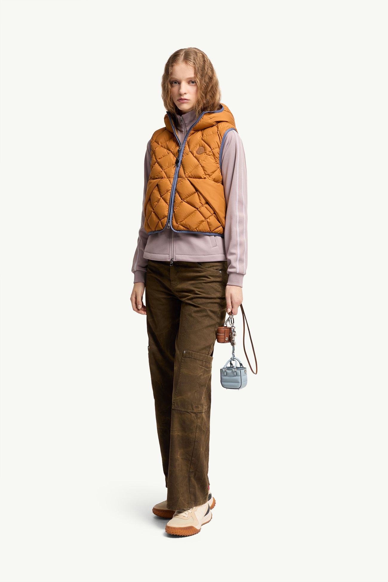 Armella連帽菱形絎縫羽絨背心 女士 深黃色 Moncler 0