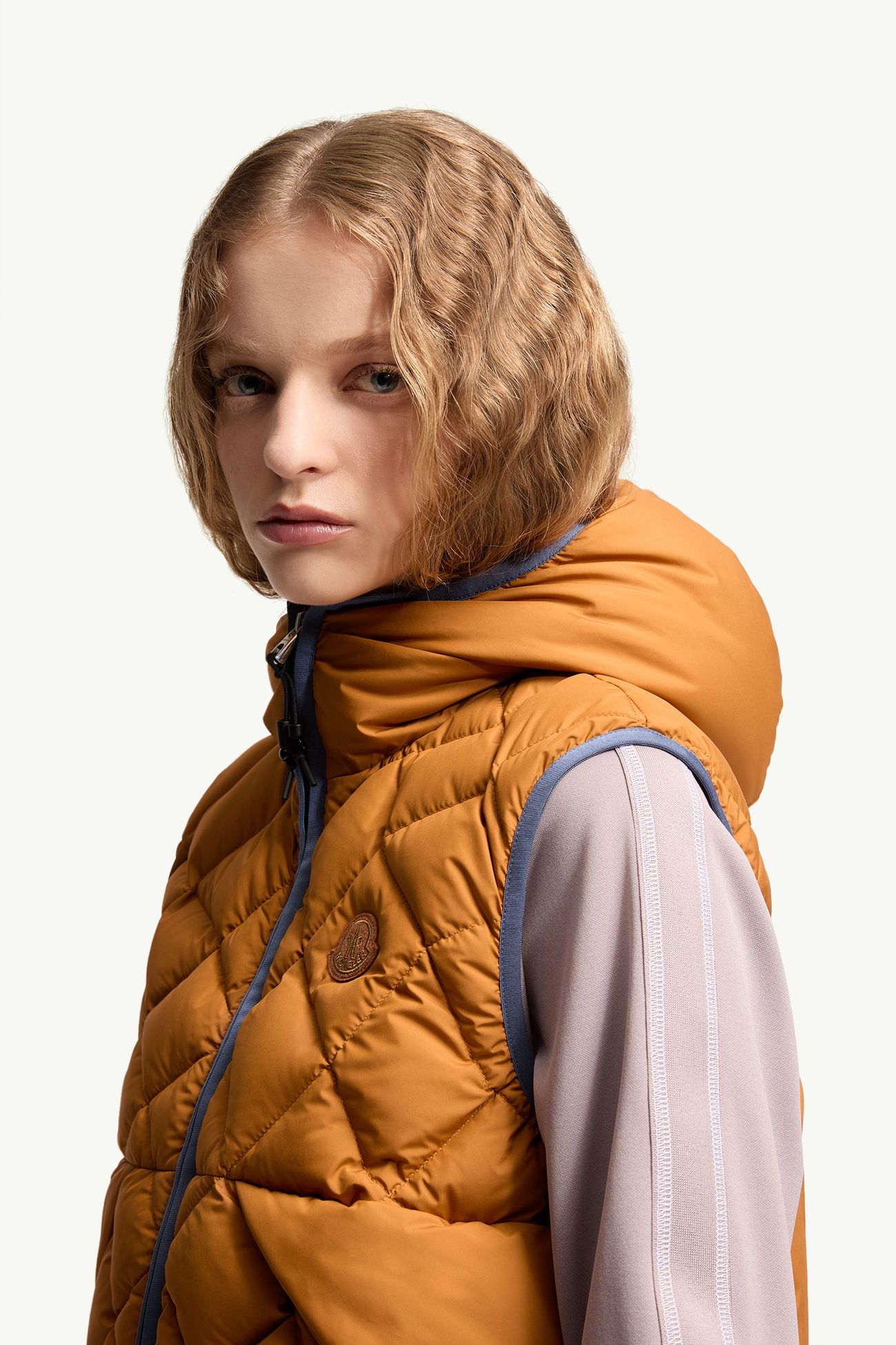 Armella Hooded Diamond-Quilted Down Gilet Women Dark Yellow Moncler 1