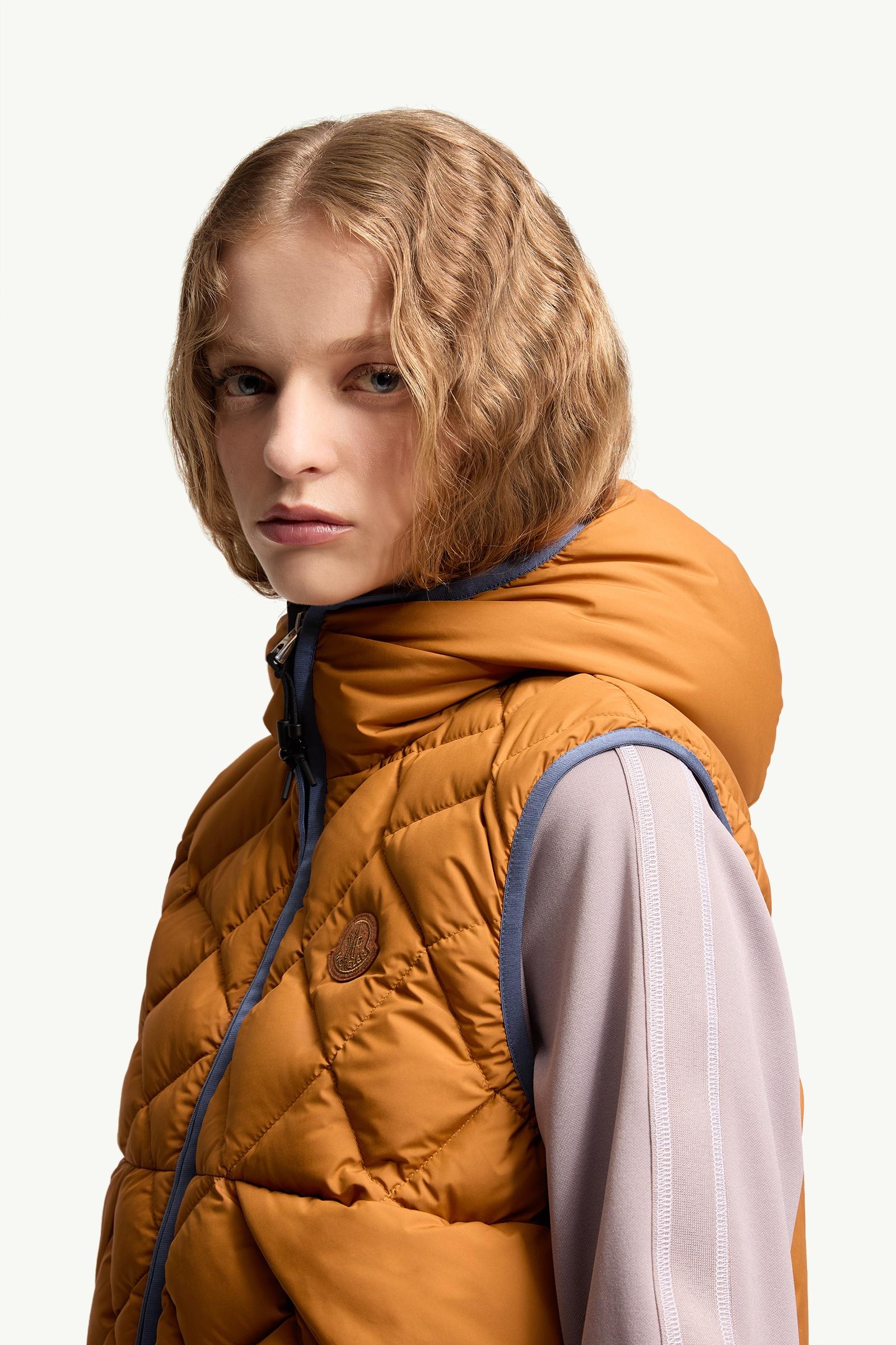 Dark Yellow Armella Hooded Diamond-Quilted Down Vest - Vests for