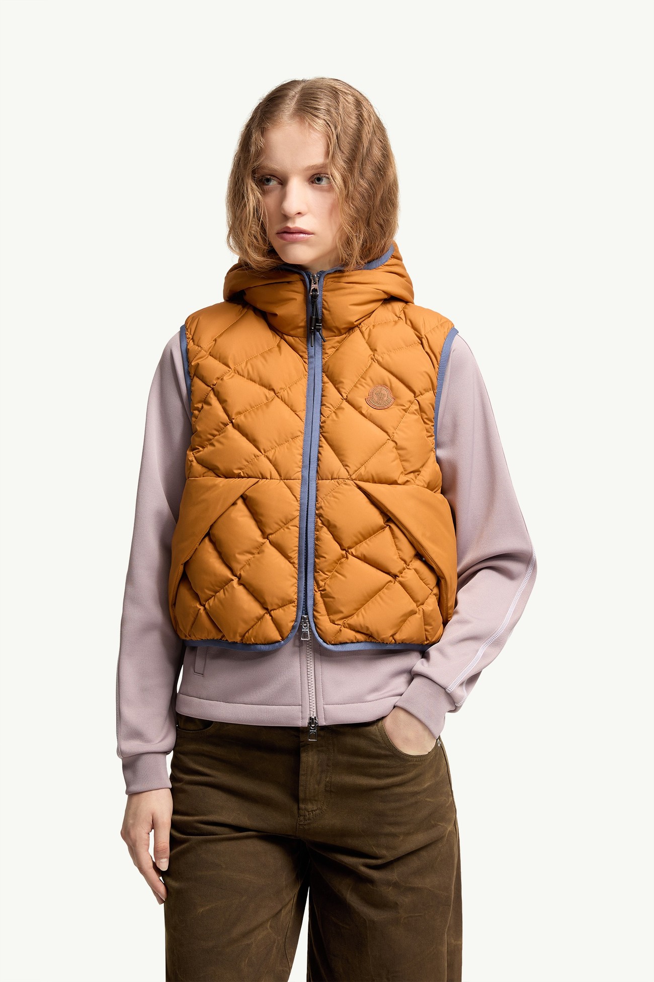 Armella Hooded Diamond-Quilted Down Vest Women Dark Yellow Moncler 3