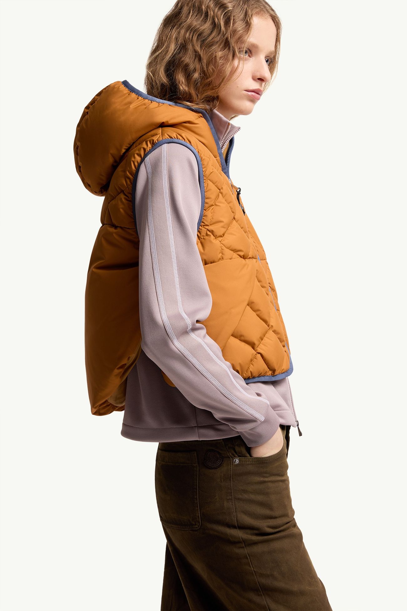 Armella Hooded Diamond-Quilted Down Vest Women Dark Yellow Moncler 5