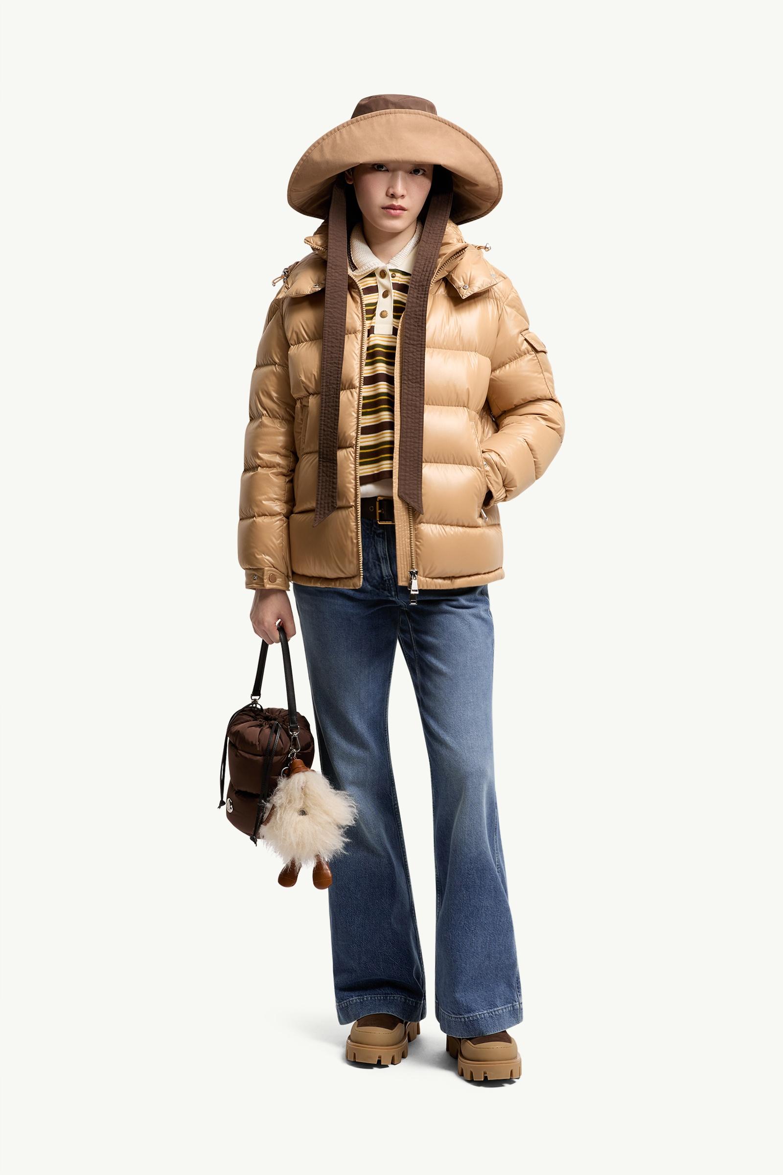 Camel Beige Maire Hooded Short Down Jacket - Short Down Jackets