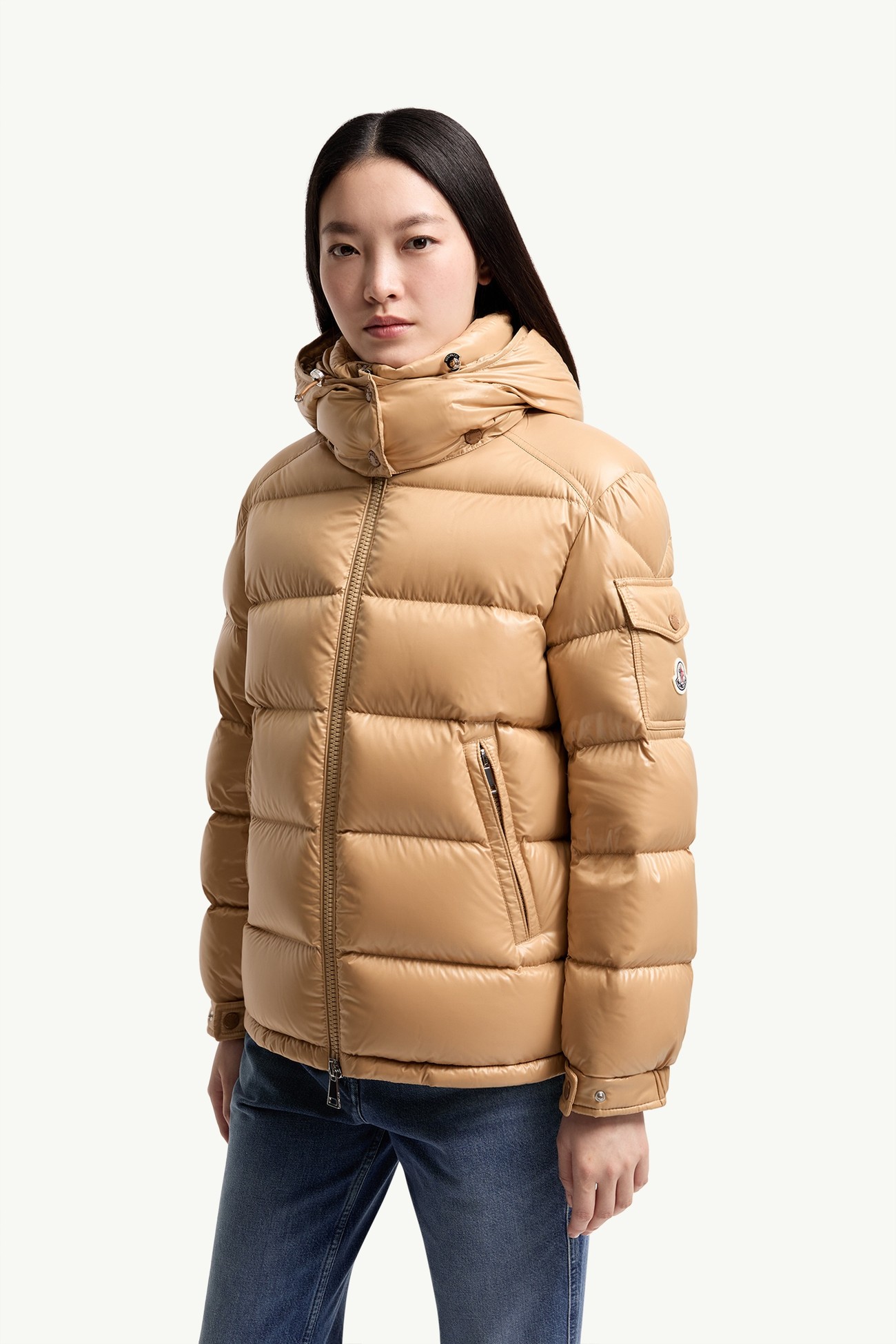 Piumino corto Maire con cappuccio Donna Beige Cammello Moncler 3