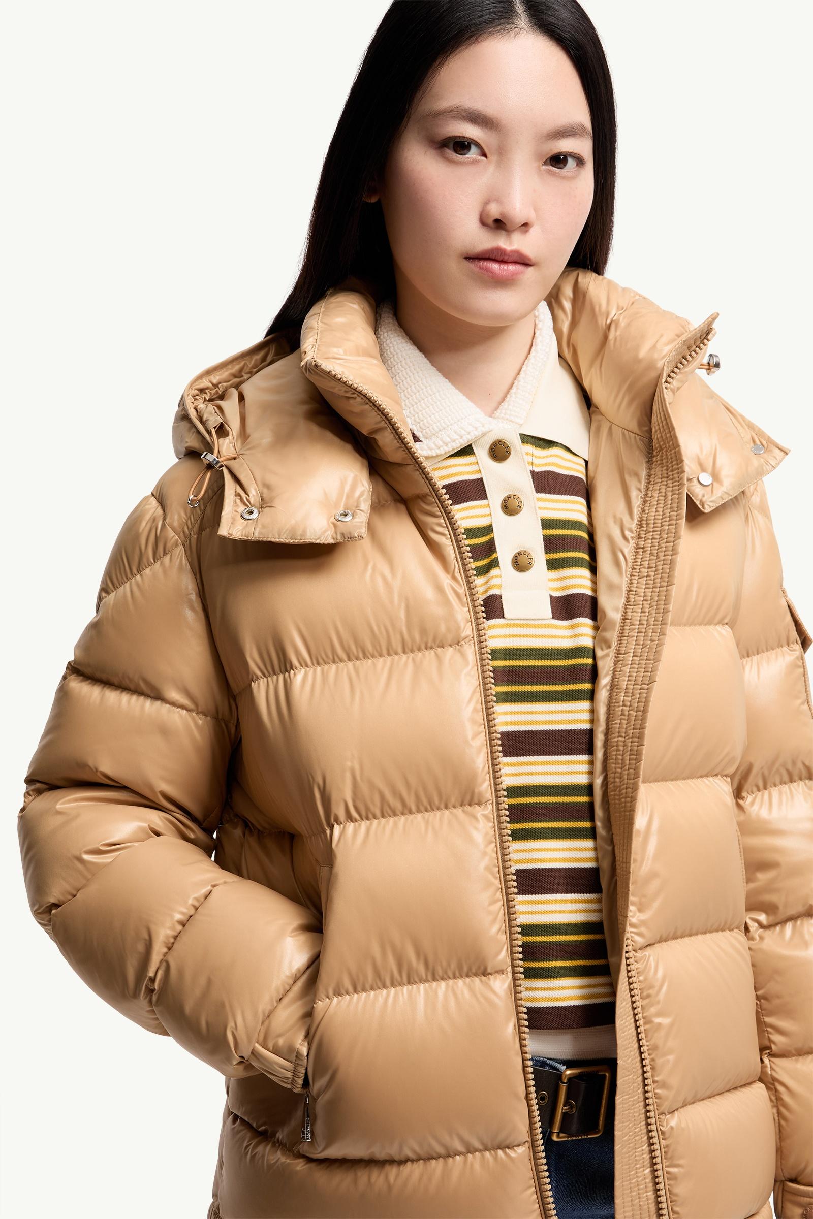 Camel Beige Maire Hooded Short Down Jacket - Short Down Jackets