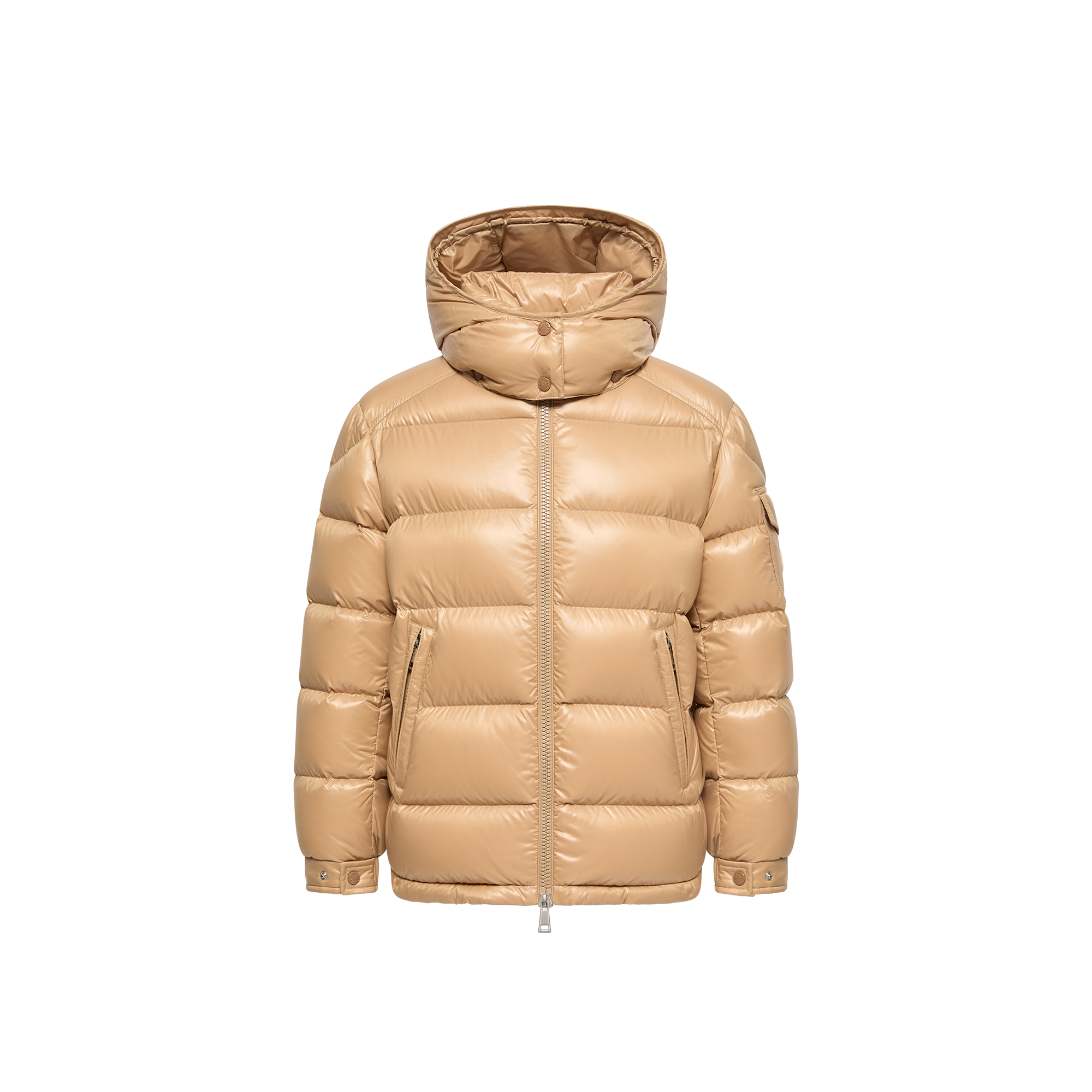 Moncler   Maire Hooded Short Down Jacket for Women in Beige, Size: 16