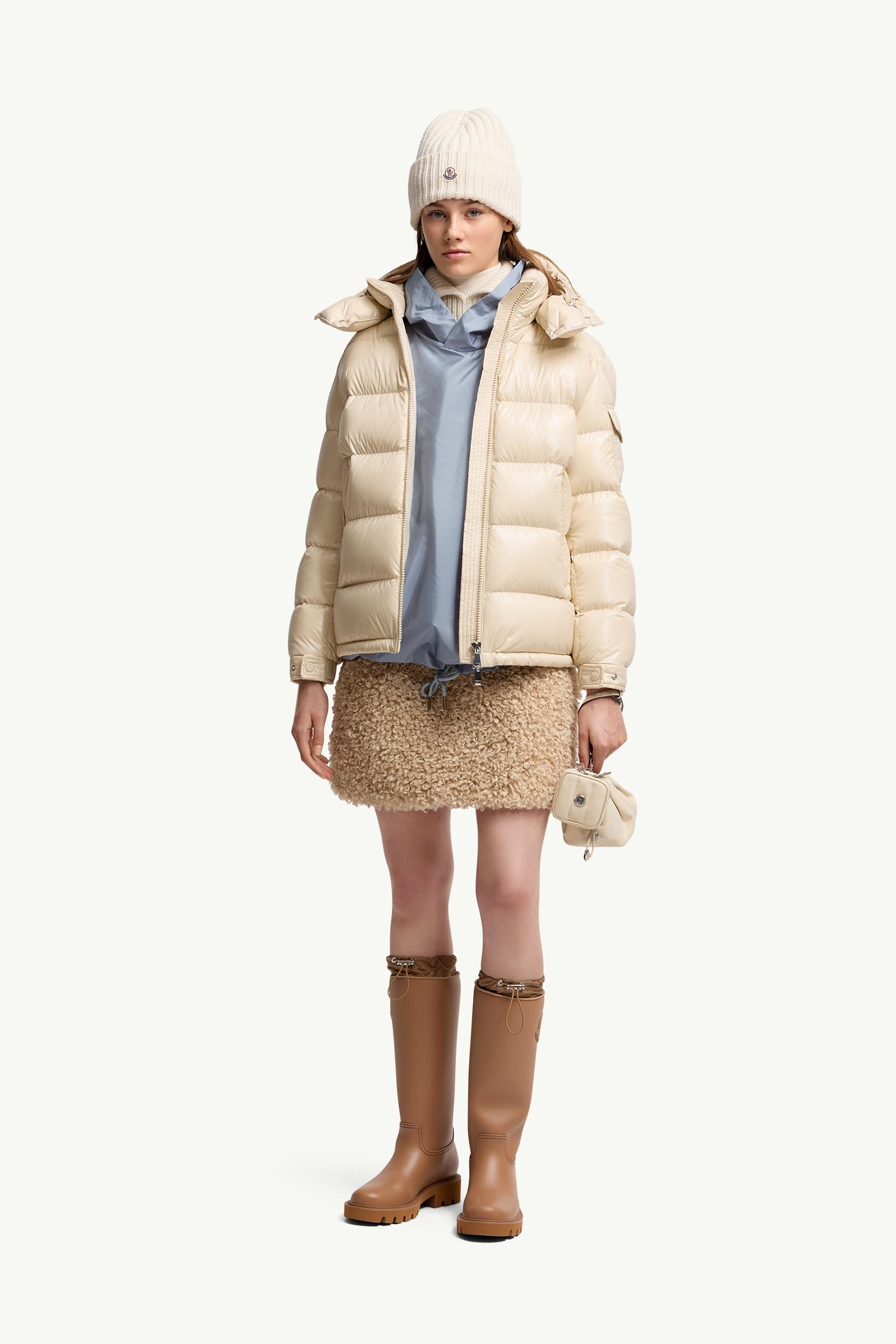 Beige Maire Hooded Short Down Jacket - Short Down Jackets for