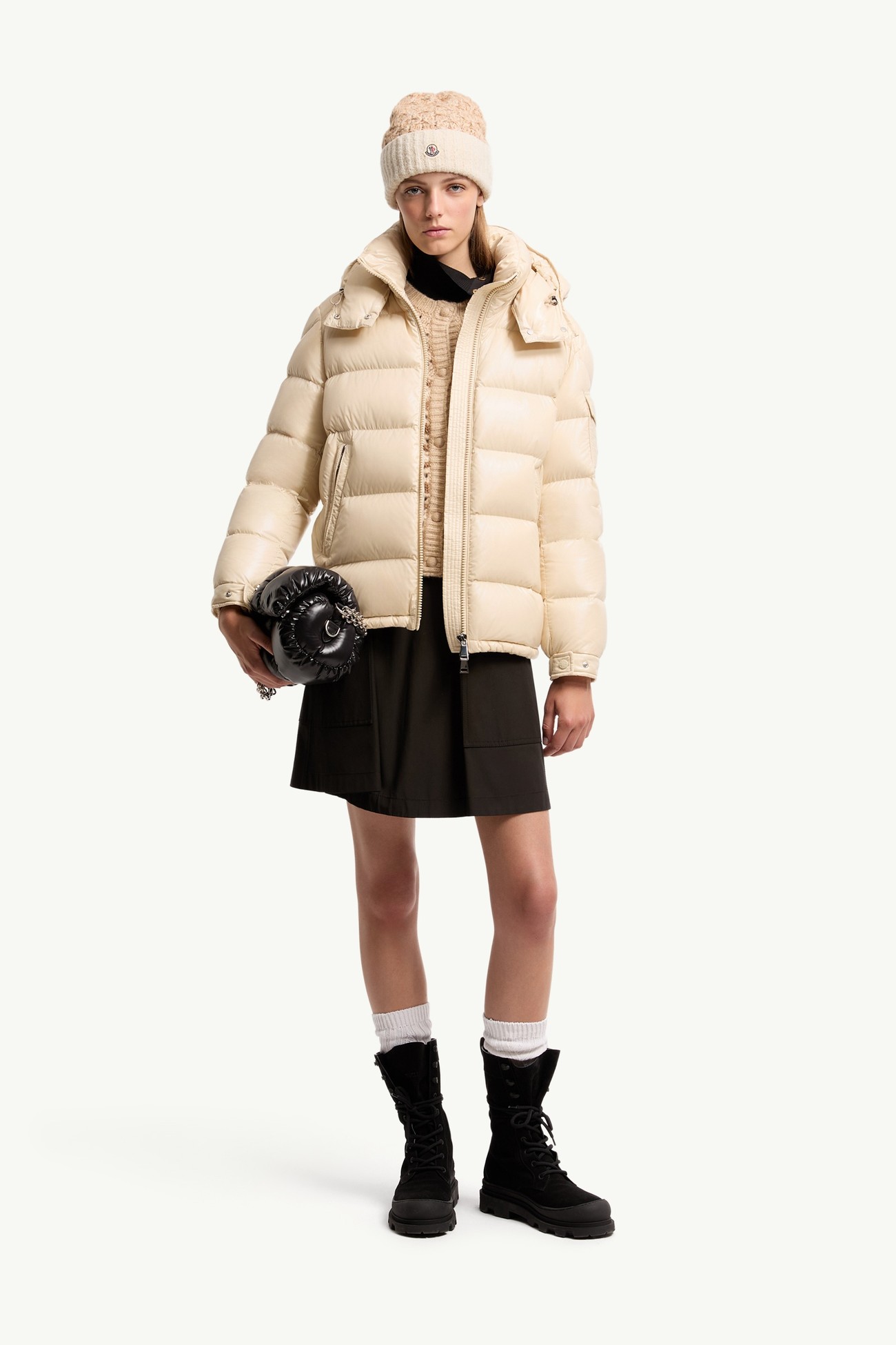 Maire Hooded Short Down Jacket Women Beige Moncler 0