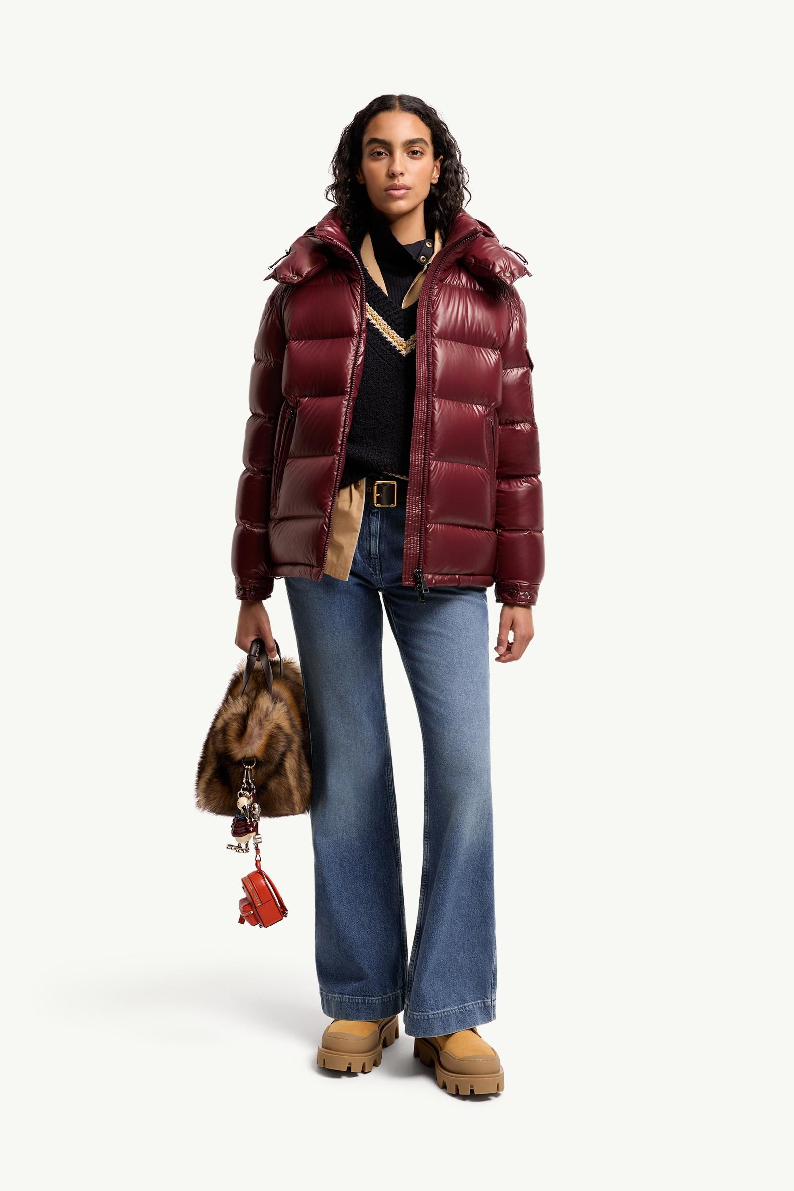 Burgundy Maire Hooded Short Down Jacket - Short Down Jackets for