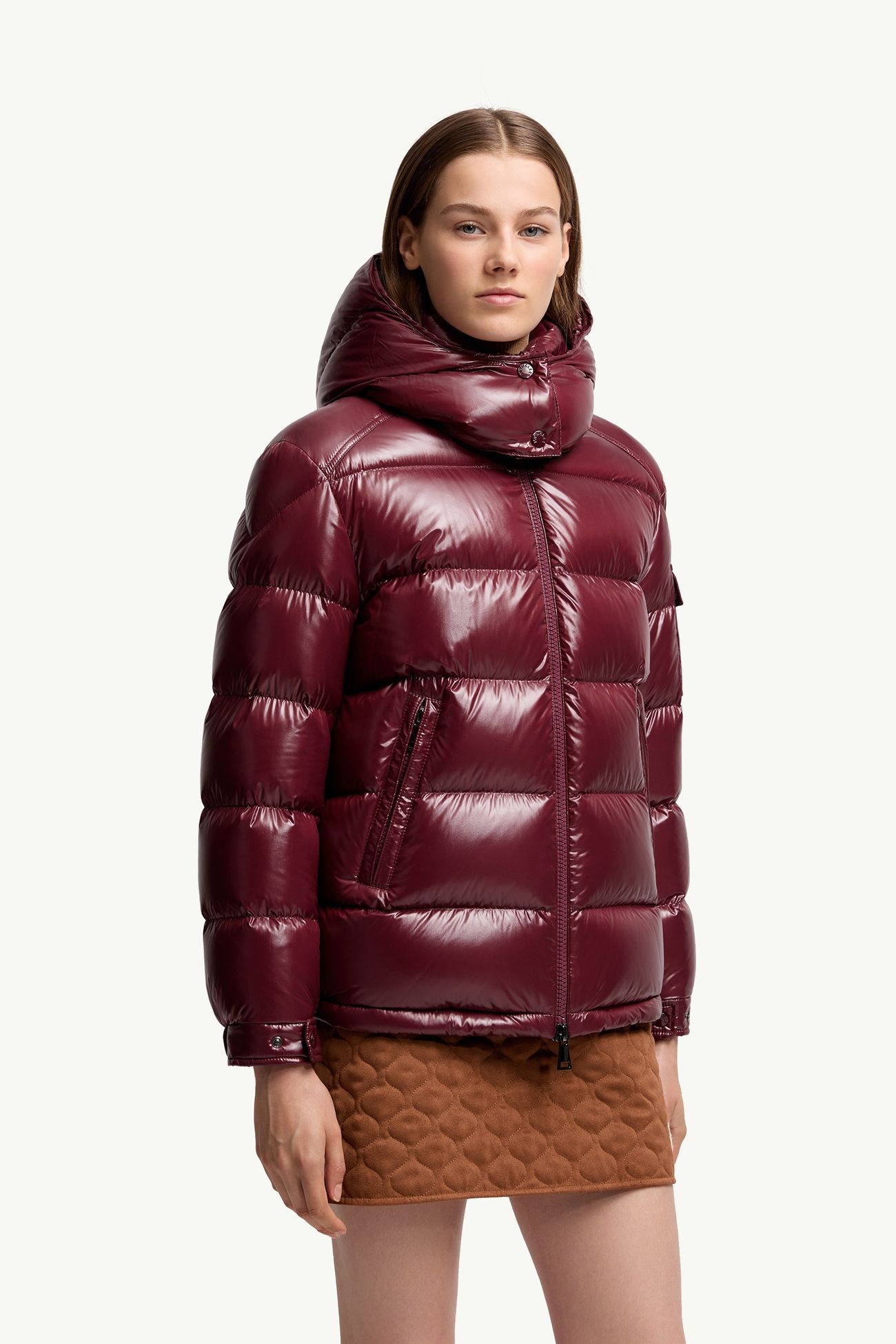 Maire女士连帽短款羽绒夹克外套 女士 波尔多红 Moncler 3