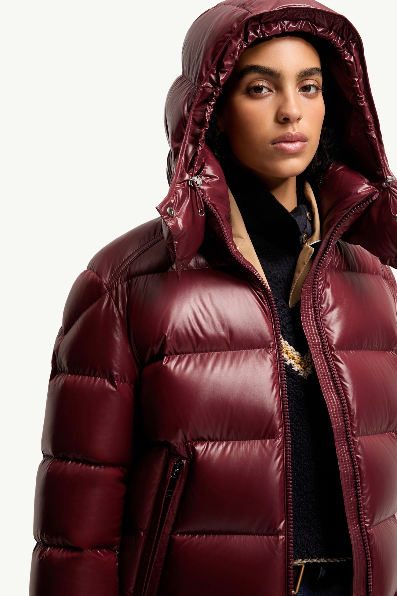 Maire連帽短身羽絨外套 女士 酒紅色 Moncler 6