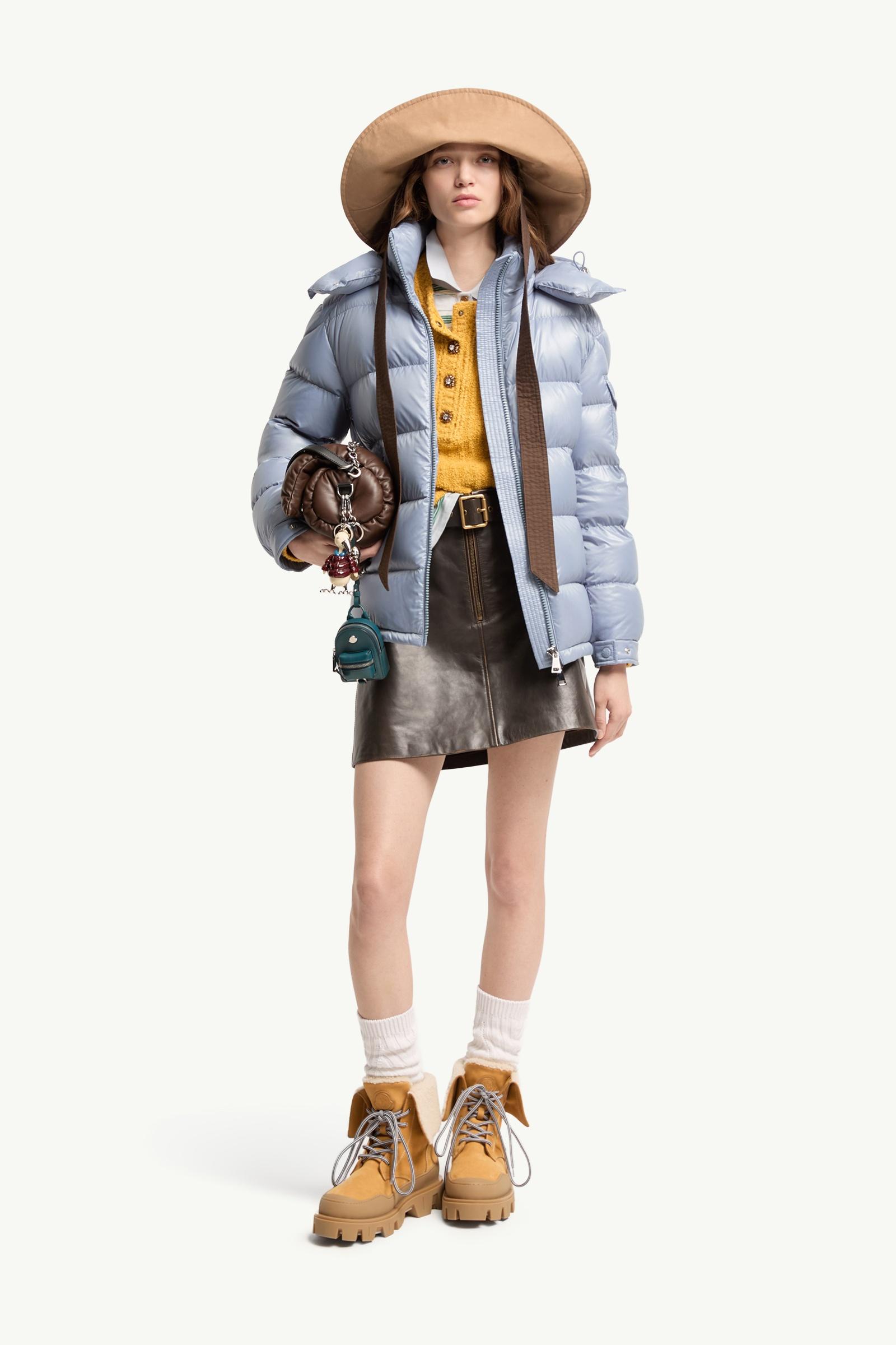 Light Blue Maire Hooded Short Down Jacket - Short Down Jackets for