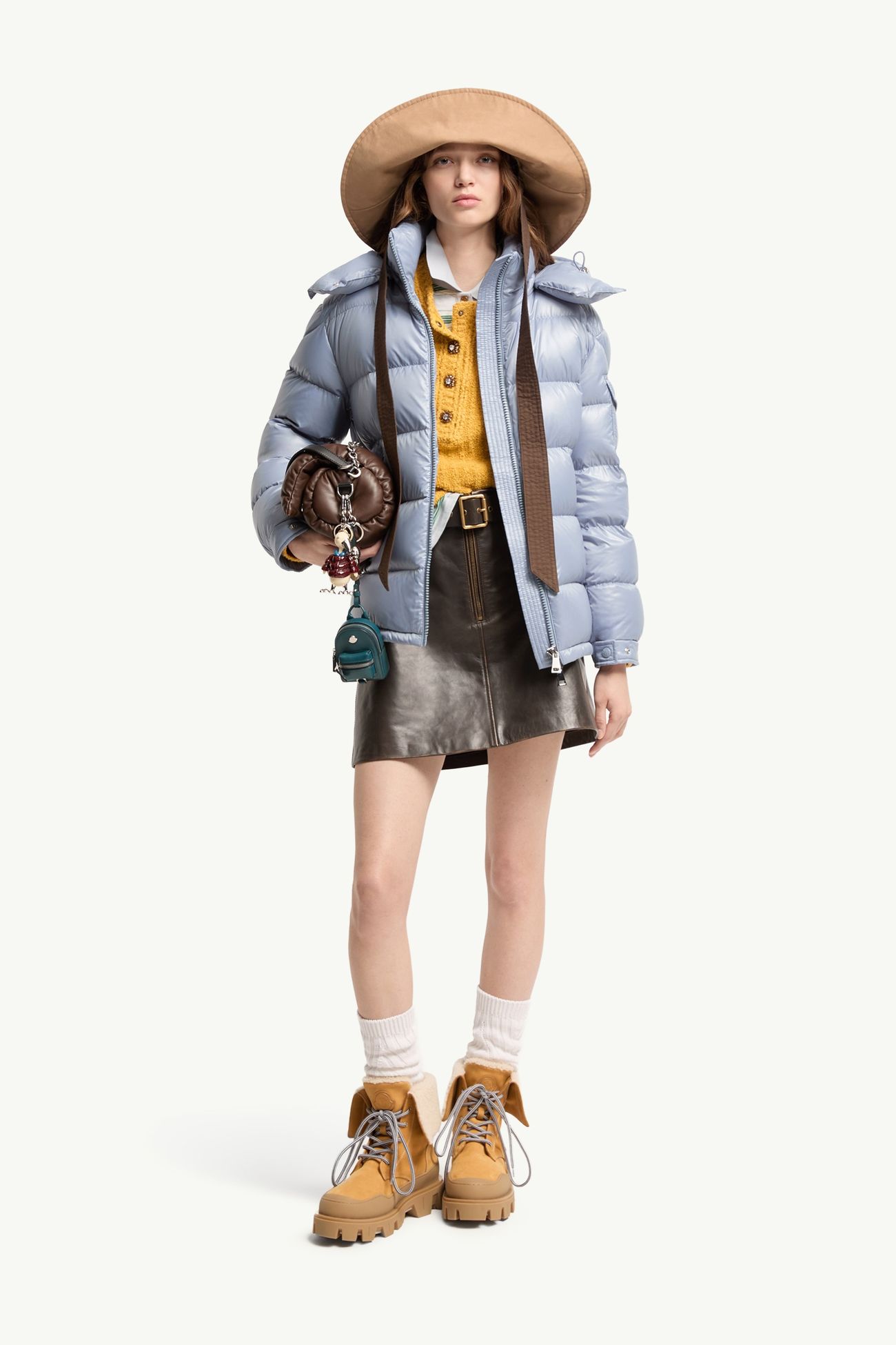 Piumino corto Maire con cappuccio Donna Celeste Moncler 0