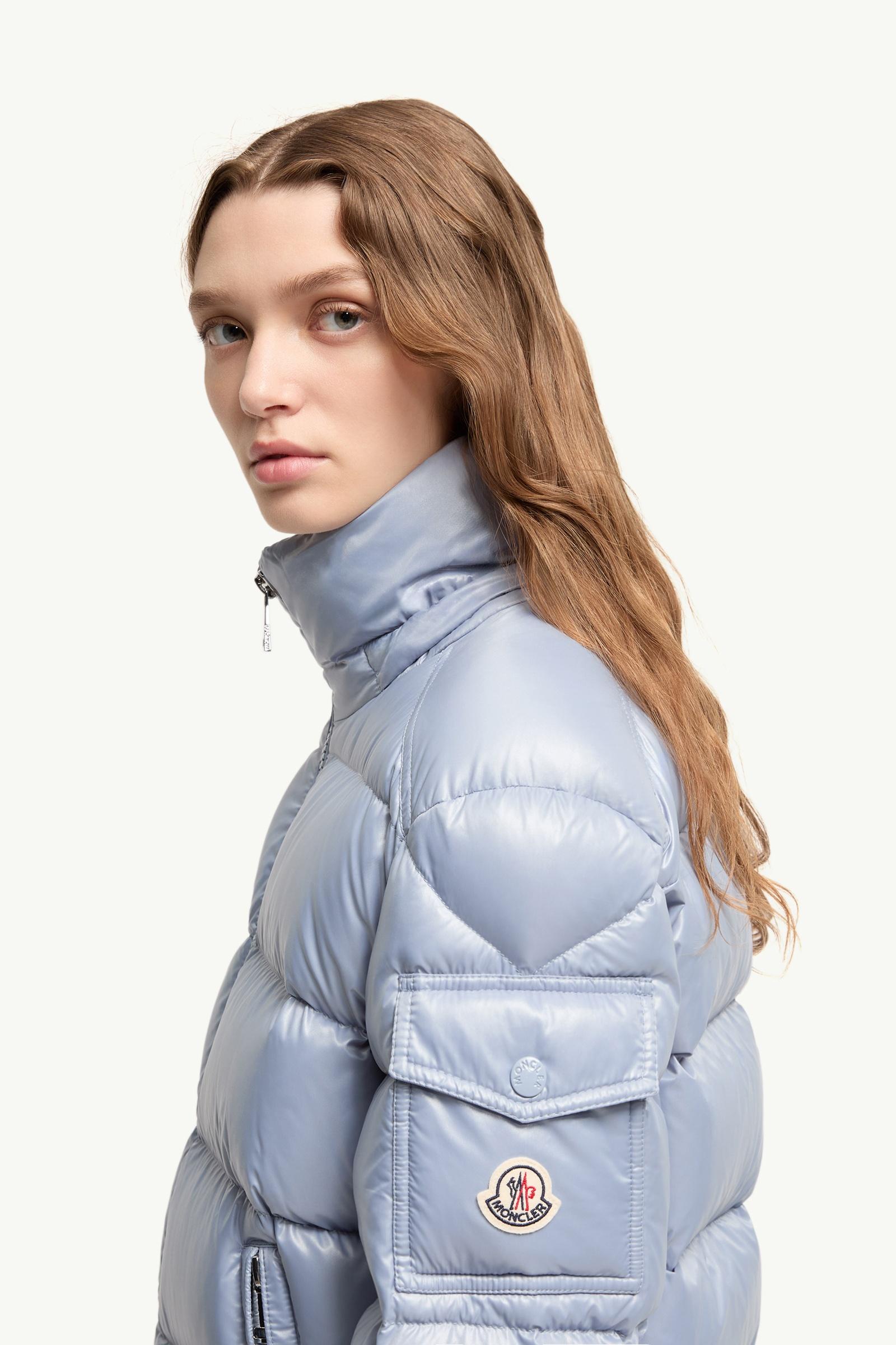 Light Blue Maire Hooded Short Down Jacket - Short Down Jackets for