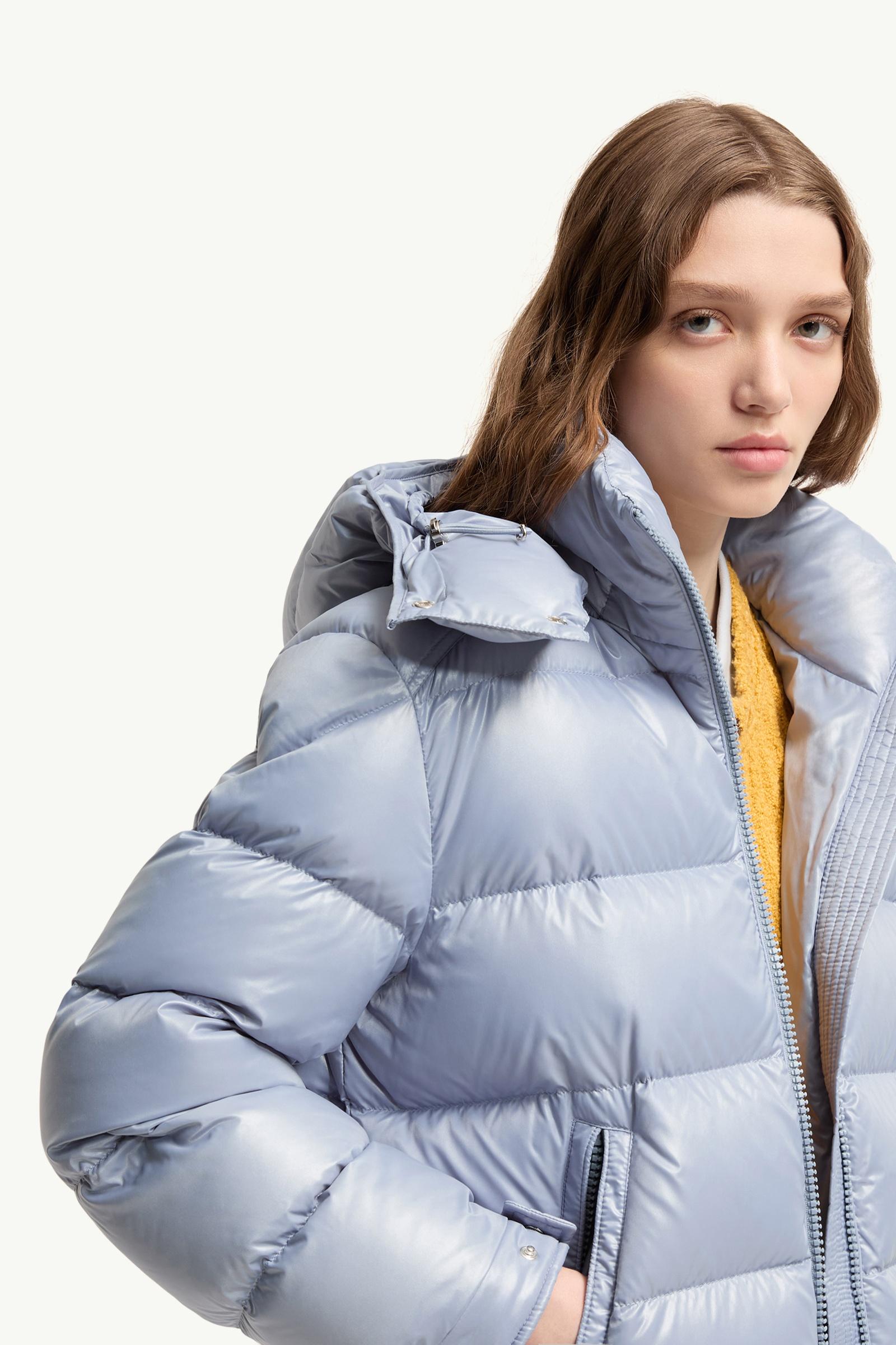 Light Blue Maire Hooded Short Down Jacket - Short Down Jackets for