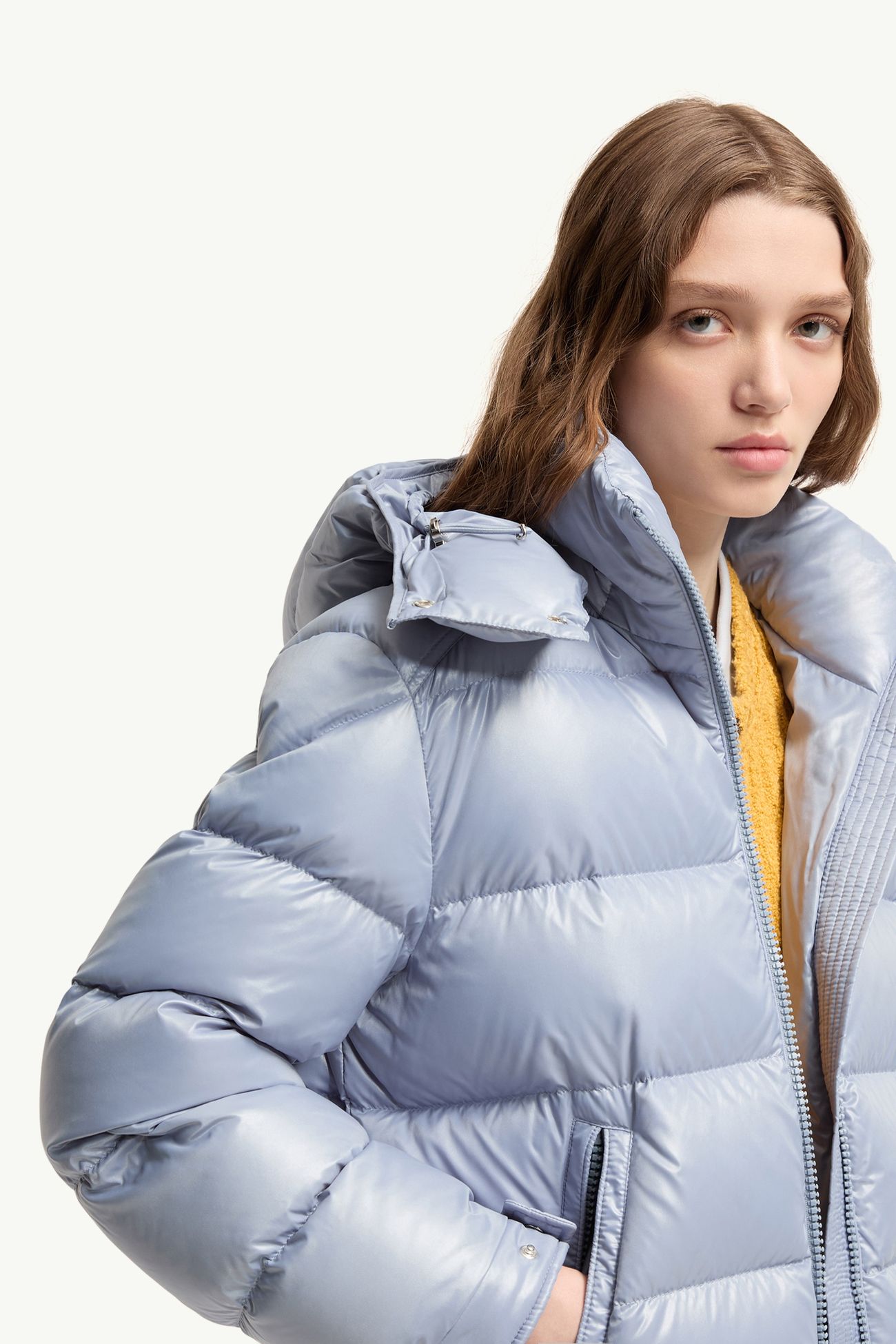Maire kurze Daunenjacke mit Kapuze Damen Hellblau Moncler 5