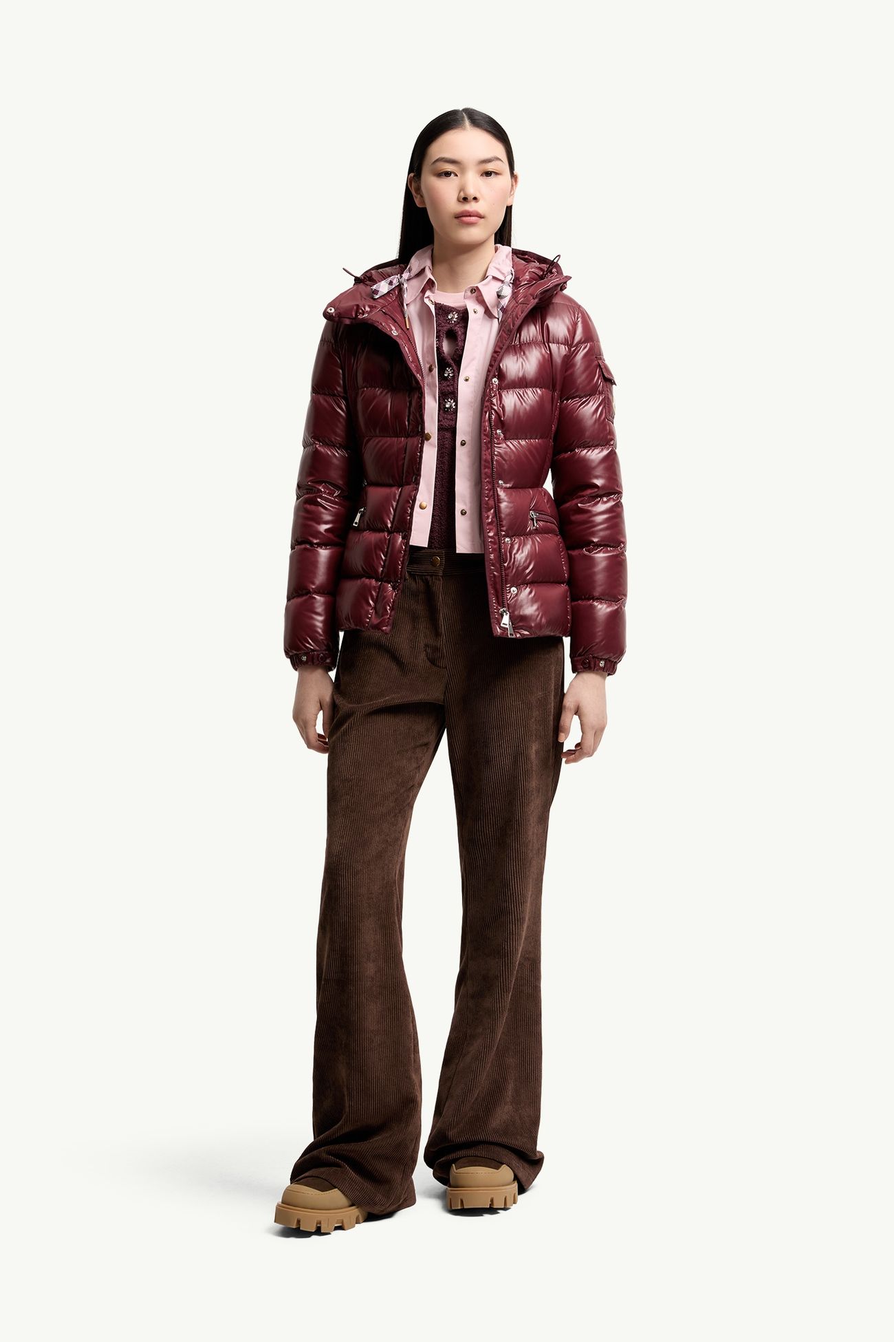 Barante Hooded Short Down Jacket Women Burgundy Moncler 0
