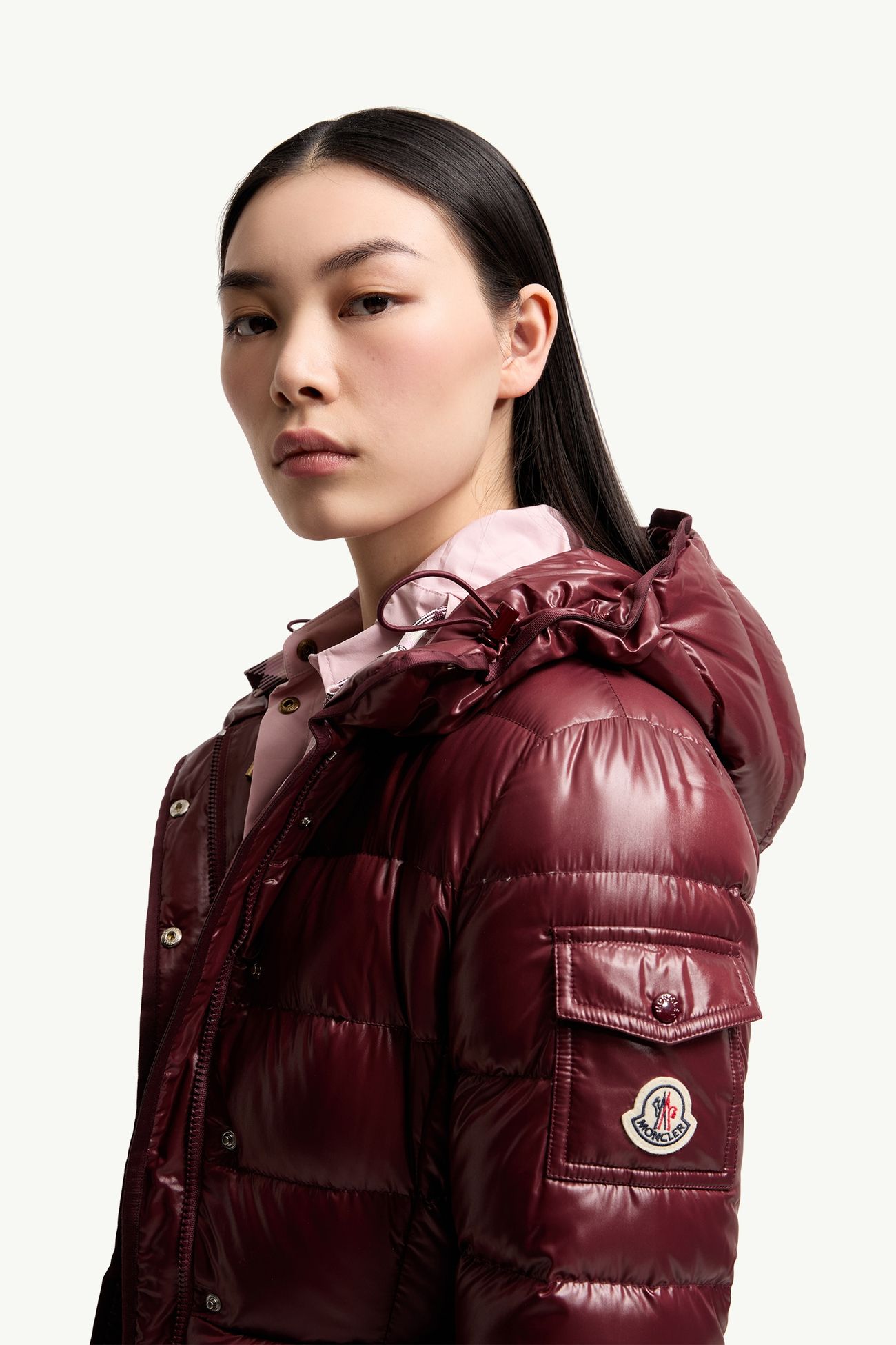 Barante Hooded Short Down Jacket Women Burgundy Moncler 1