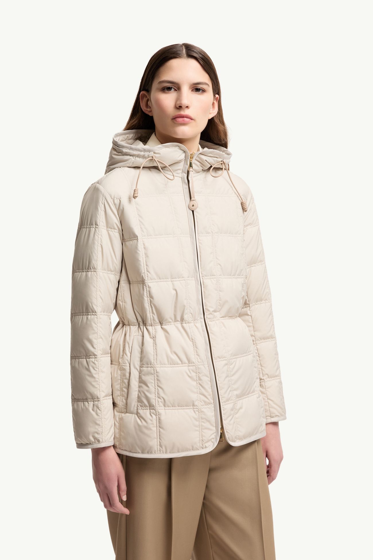 Cygnet kurze Daunenjacke mit Kapuze Damen Hellbeige Moncler 3