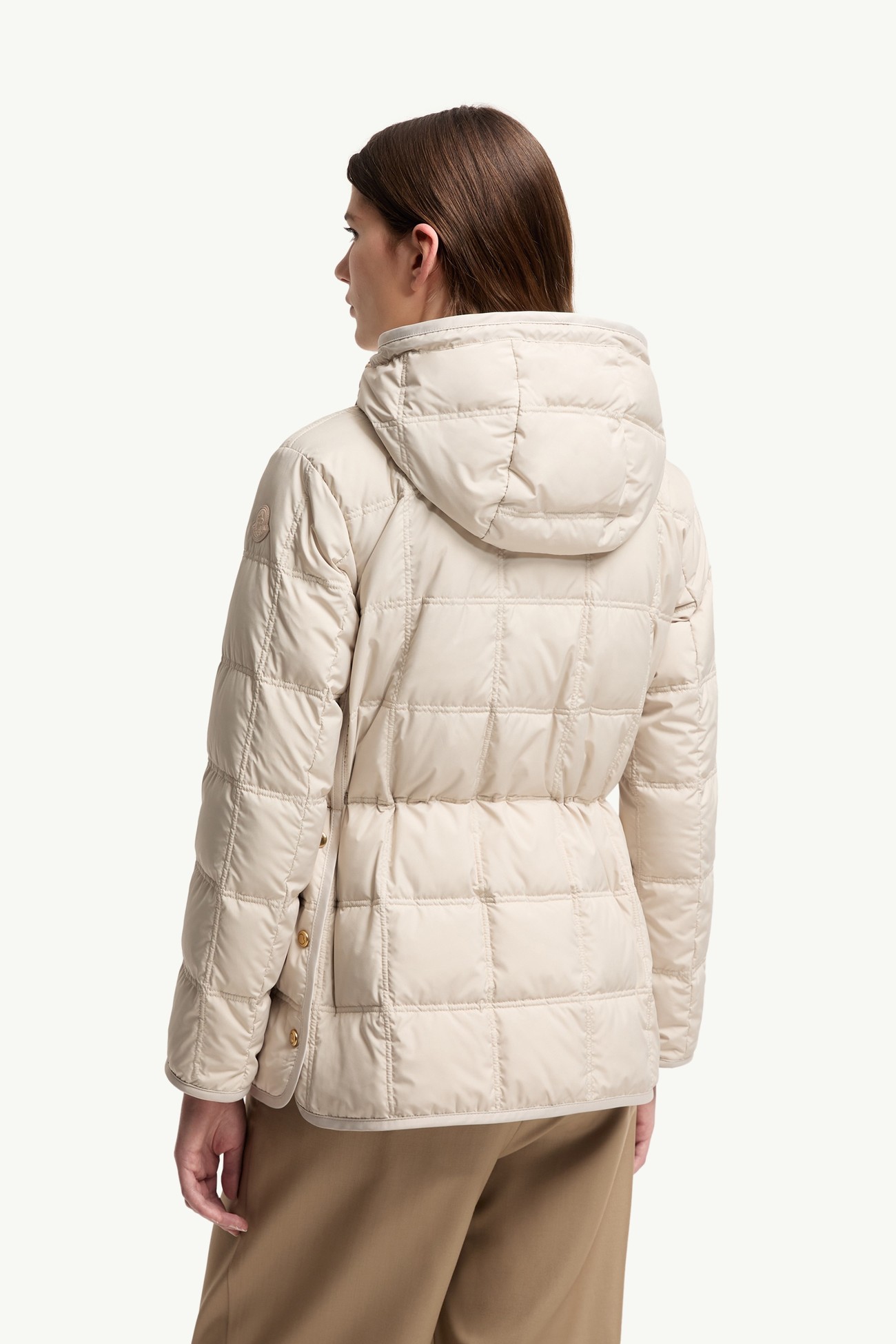 Cygnet Hooded Short Down Jacket Women Light Beige Moncler 4