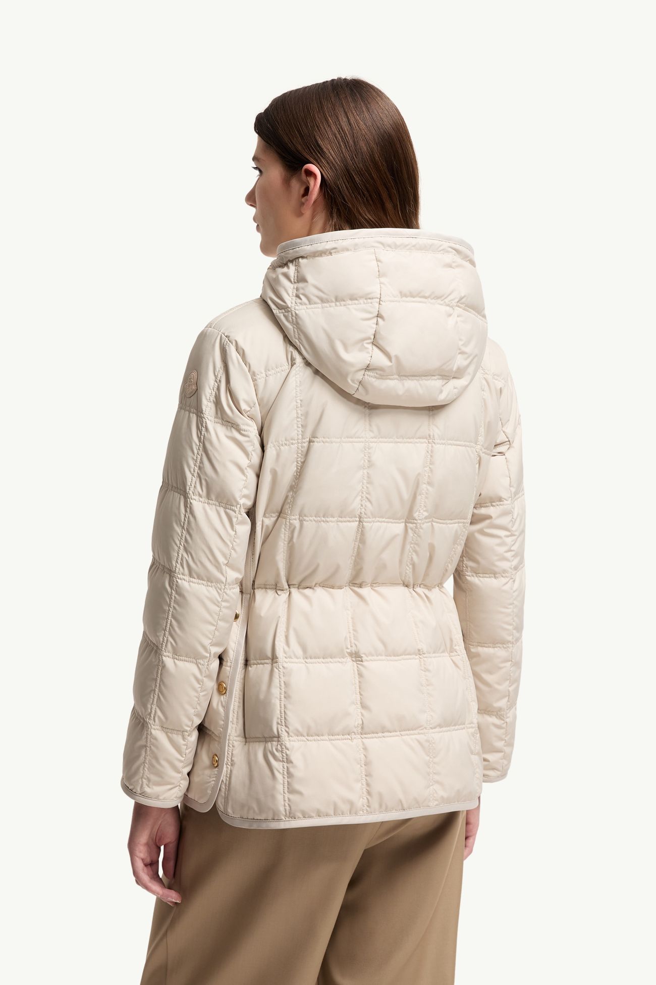 Cygnet Hooded Short Down Jacket Women Light Beige Moncler 4
