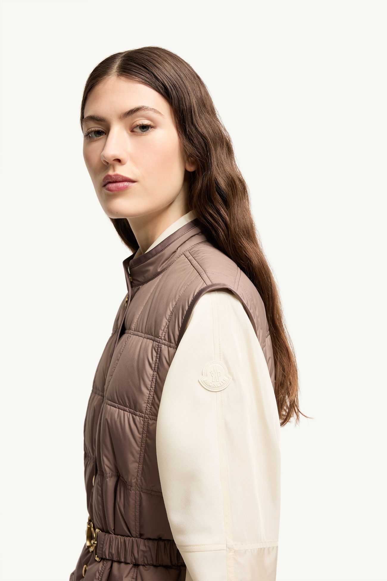 Doudoune longue Cygnette à matelassage carré Femmes Marron Moncler 1