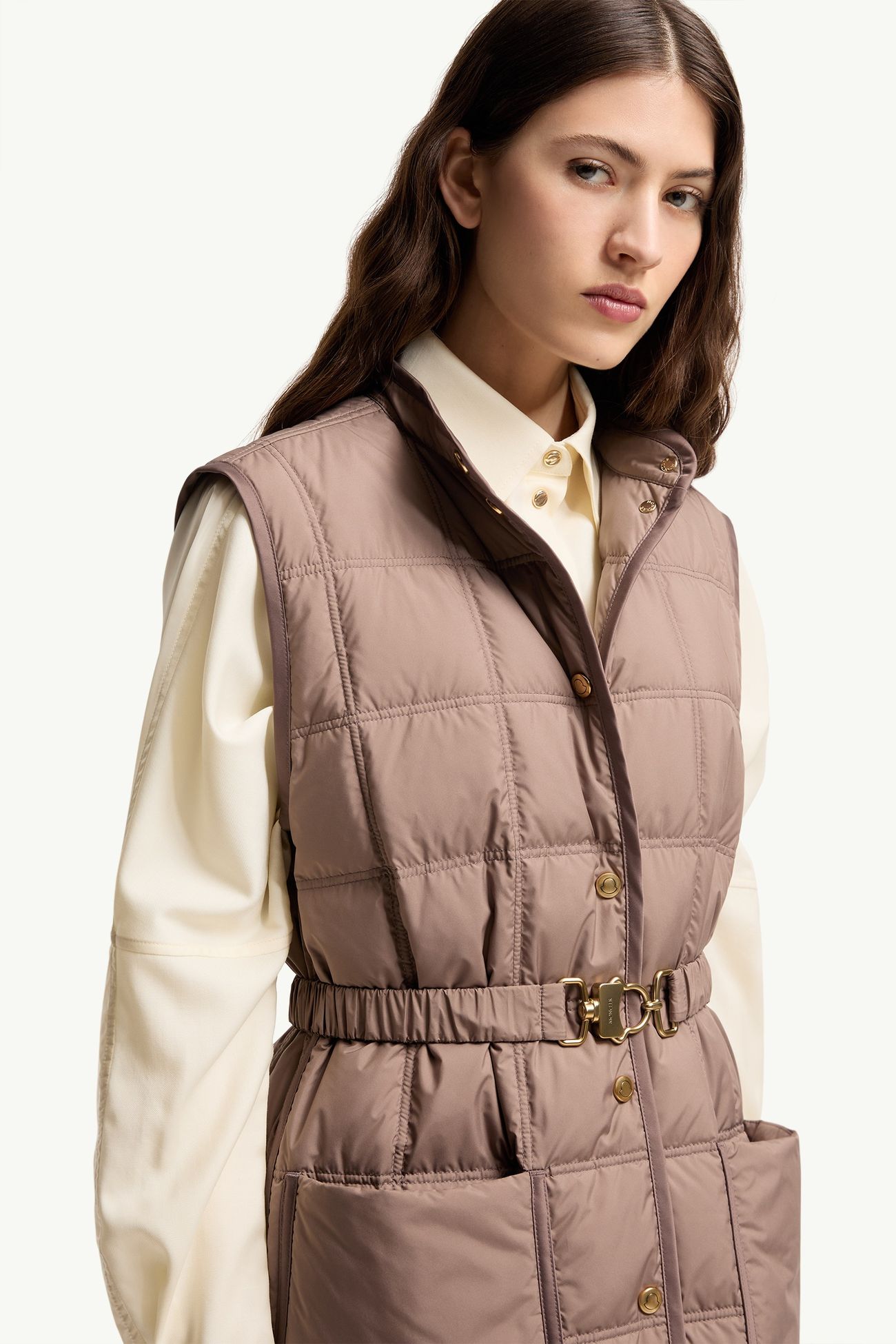 Cygnette quadratisch gesteppte, lange Daunenweste Damen Braun Moncler 6