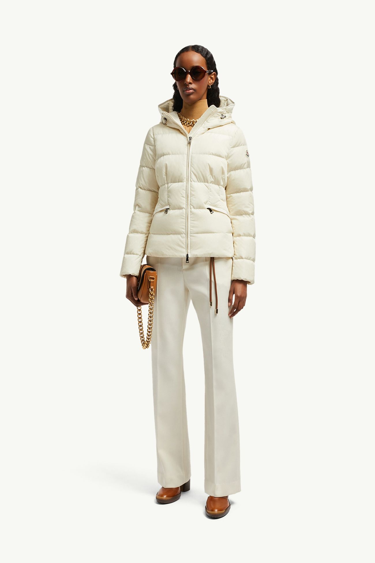 Avoce kurze Daunenjacke mit Kapuze Damen Weiß-Elfenbein Moncler 0