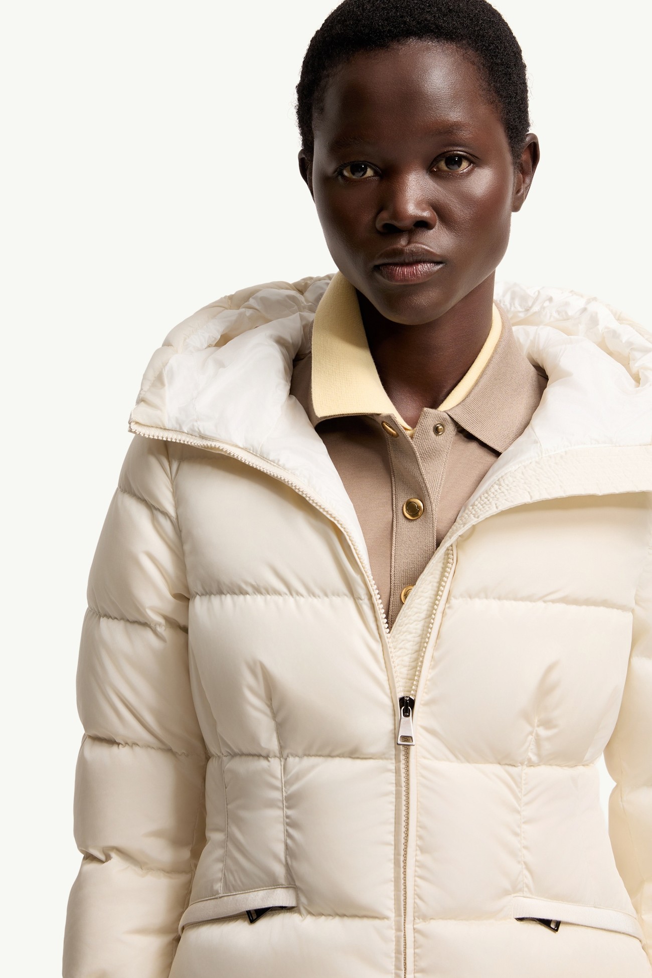 Avoce Hooded Short Down Jacket Women White Ivory Moncler 5