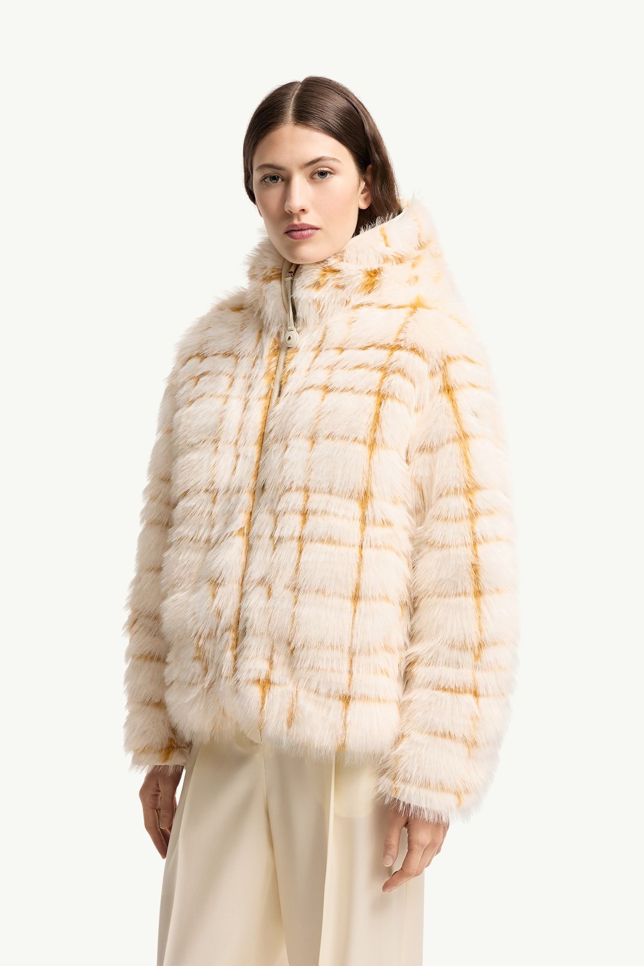 Chaqueta acolchada corta Pluvier Mujer Blanco Roto & Amarillo Moncler 3