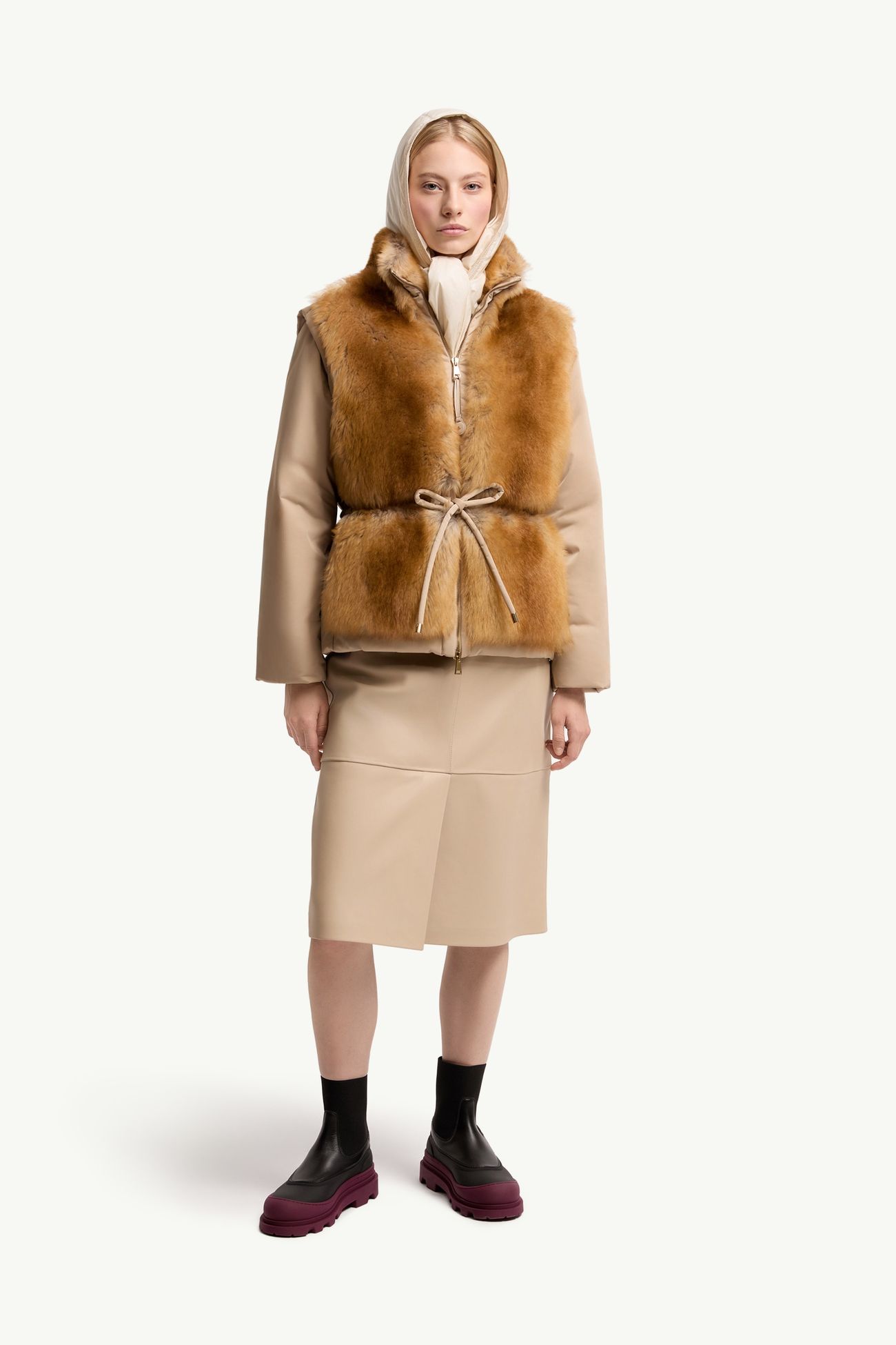 Blaireau二合一羔羊毛羽絨外套 女士 米色 Moncler 0