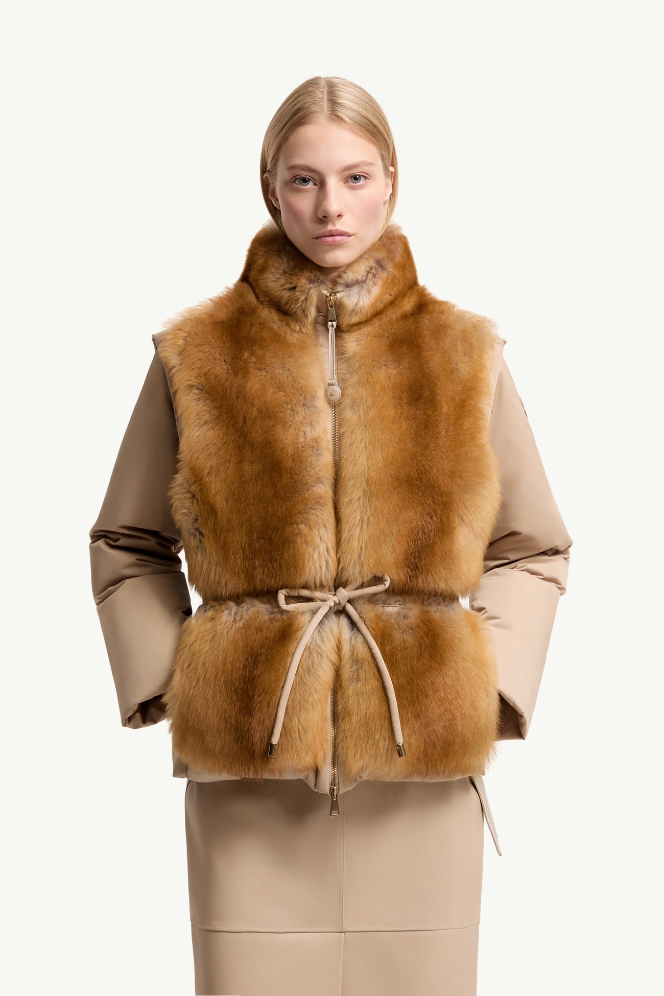 Blaireau 2-in-1 Shearling Down Jacket Women Beige Moncler 3